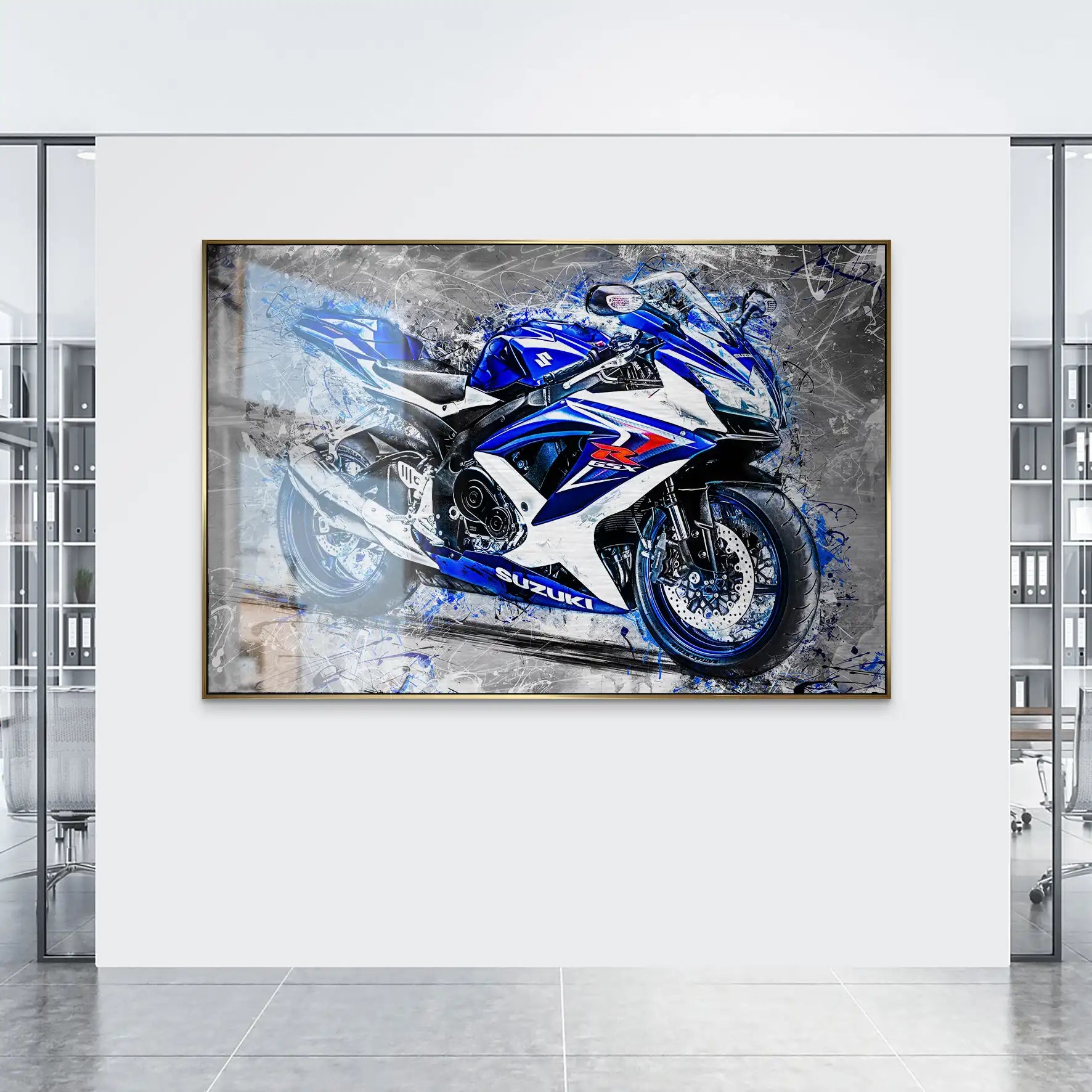 Suzuki GSXR 750 Abstrakt Black AluDibond Gebürstet INGALERIE