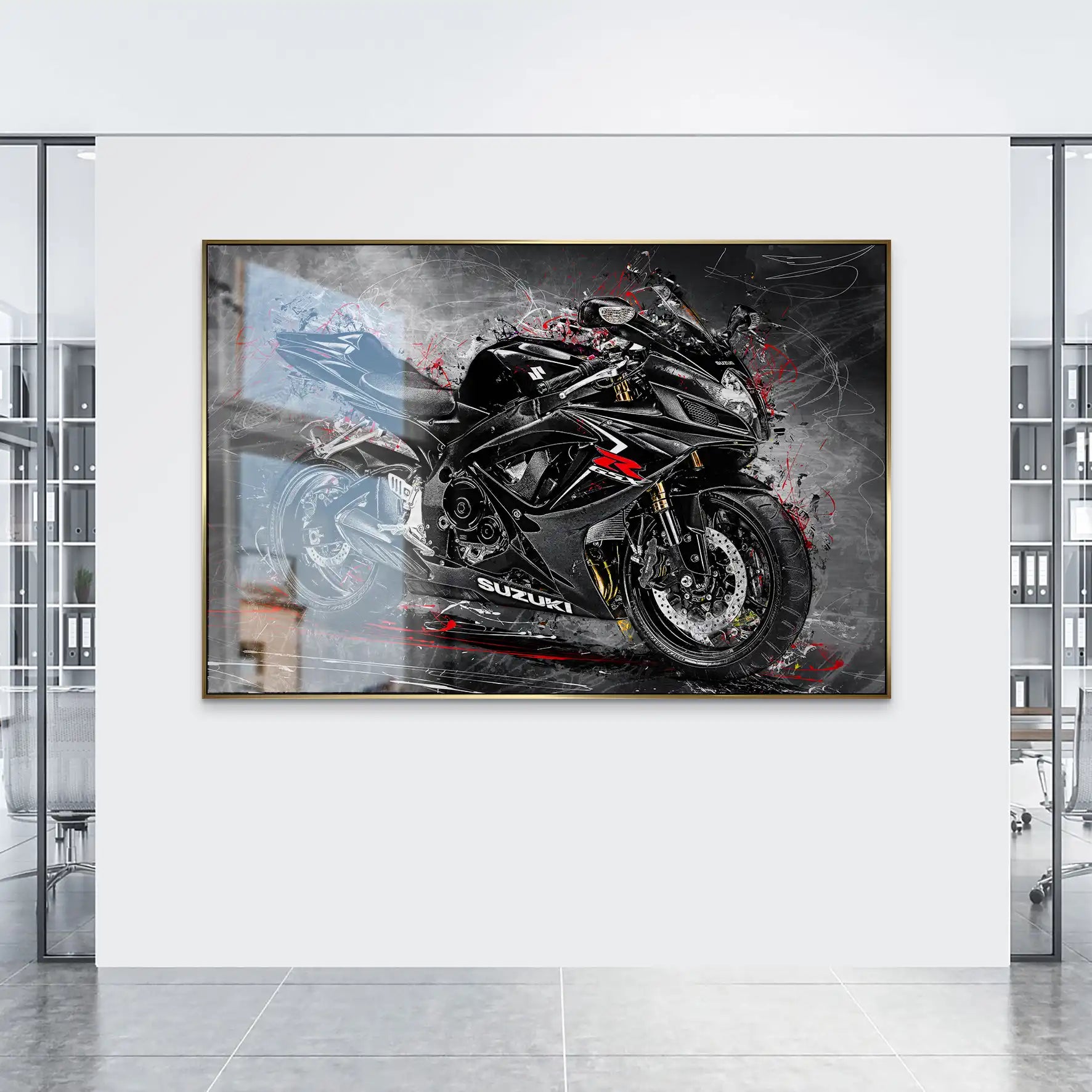 Suzuki GSXR 600 Abstrakt Black AluDibond Gebürstet INGALERIE