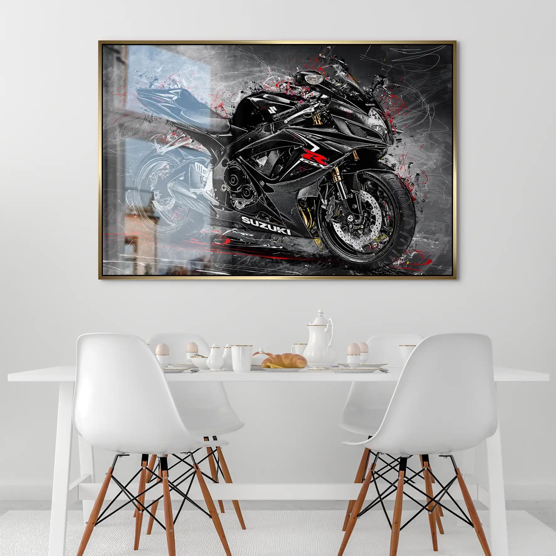 Suzuki GSXR 600 Abstrakt Black AluDibond Gebürstet INGALERIE