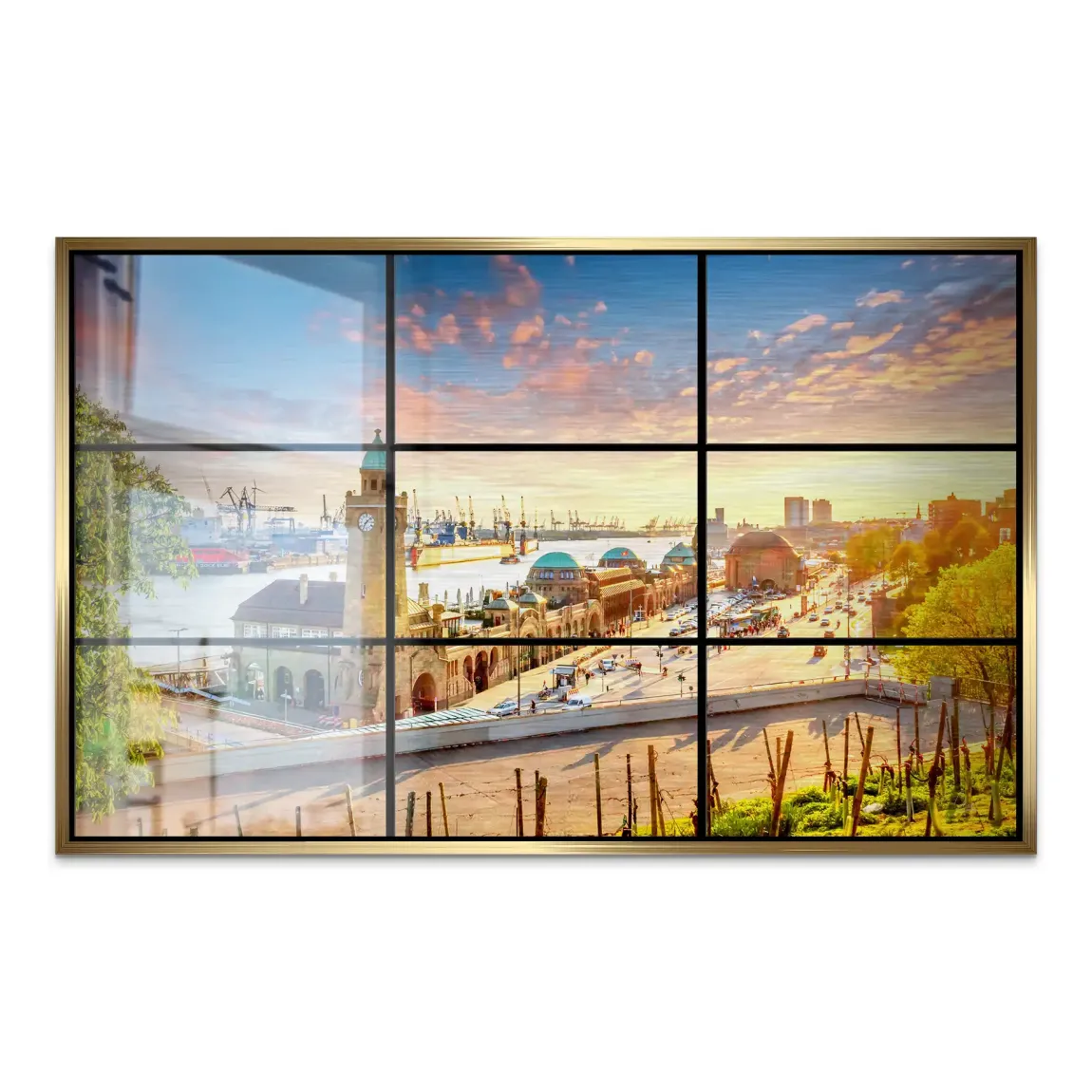 Hamburg Sunset View AluDibond Gebürstet