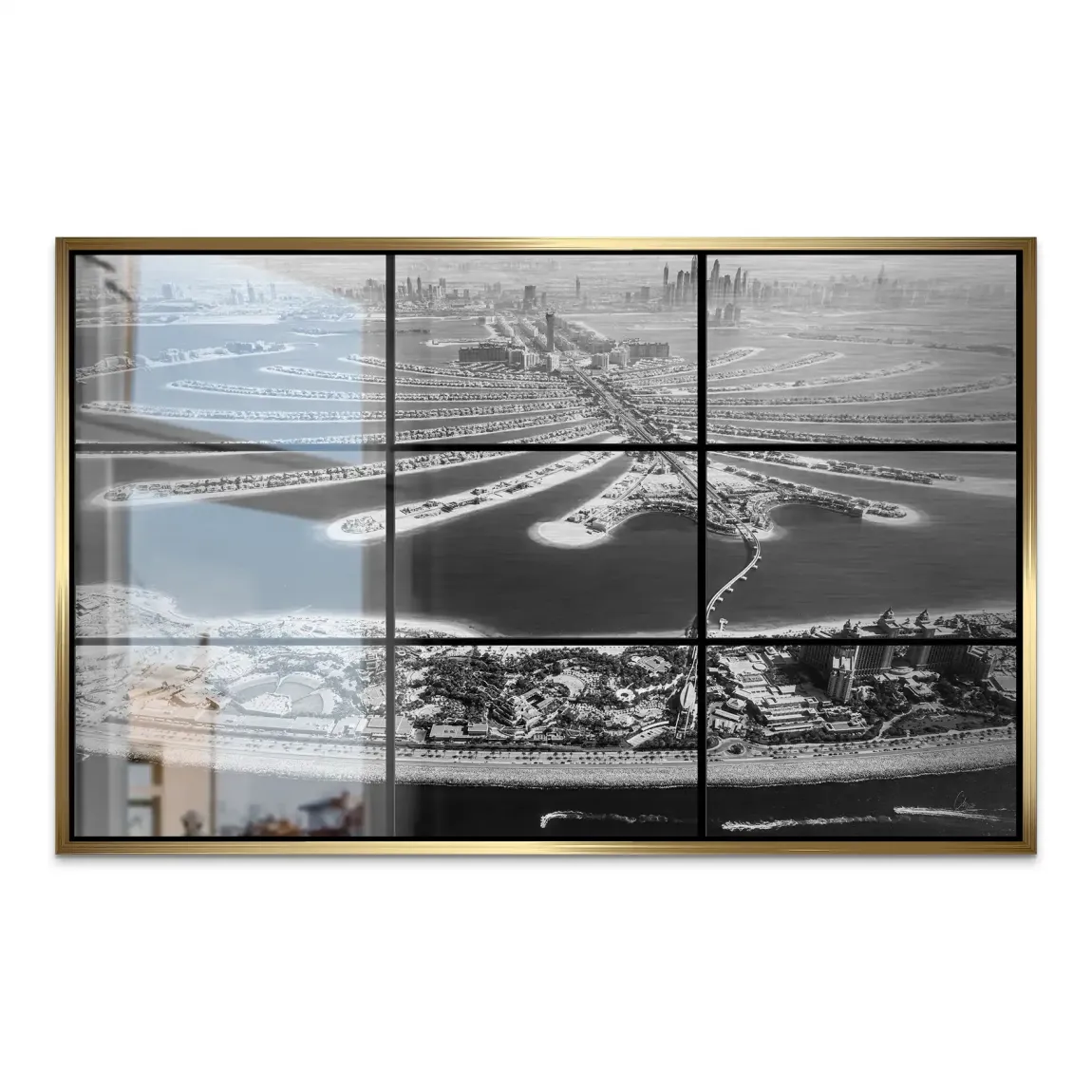 Palm View Dubai Noir AluDibond Gebürstet