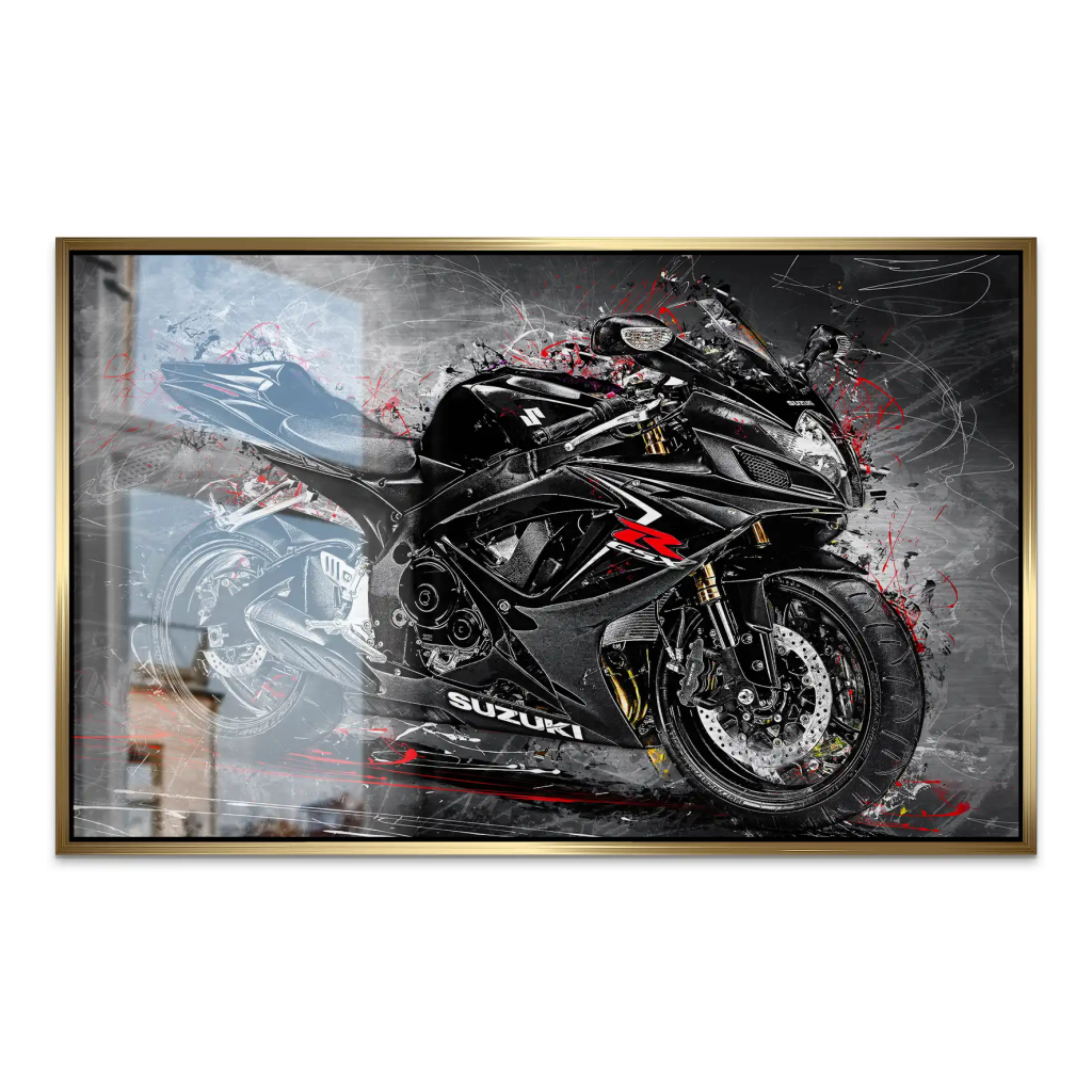 Suzuki GSXR 600 Abstrakt Black AluDibond Gebürstet INGALERIE