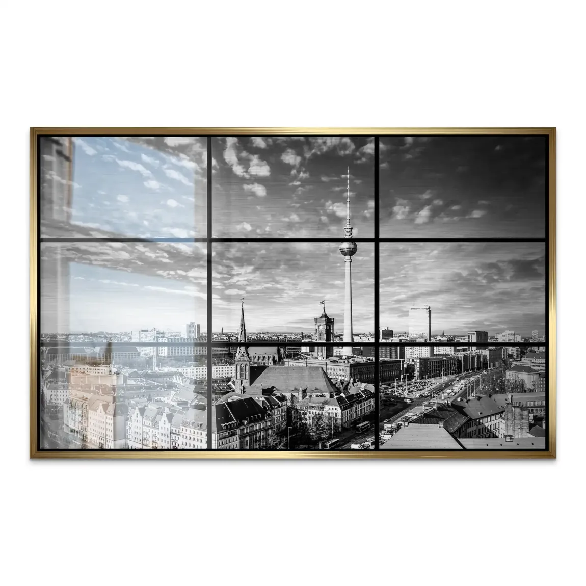 Berlin Skyline Noir AluDibond Gebürstet