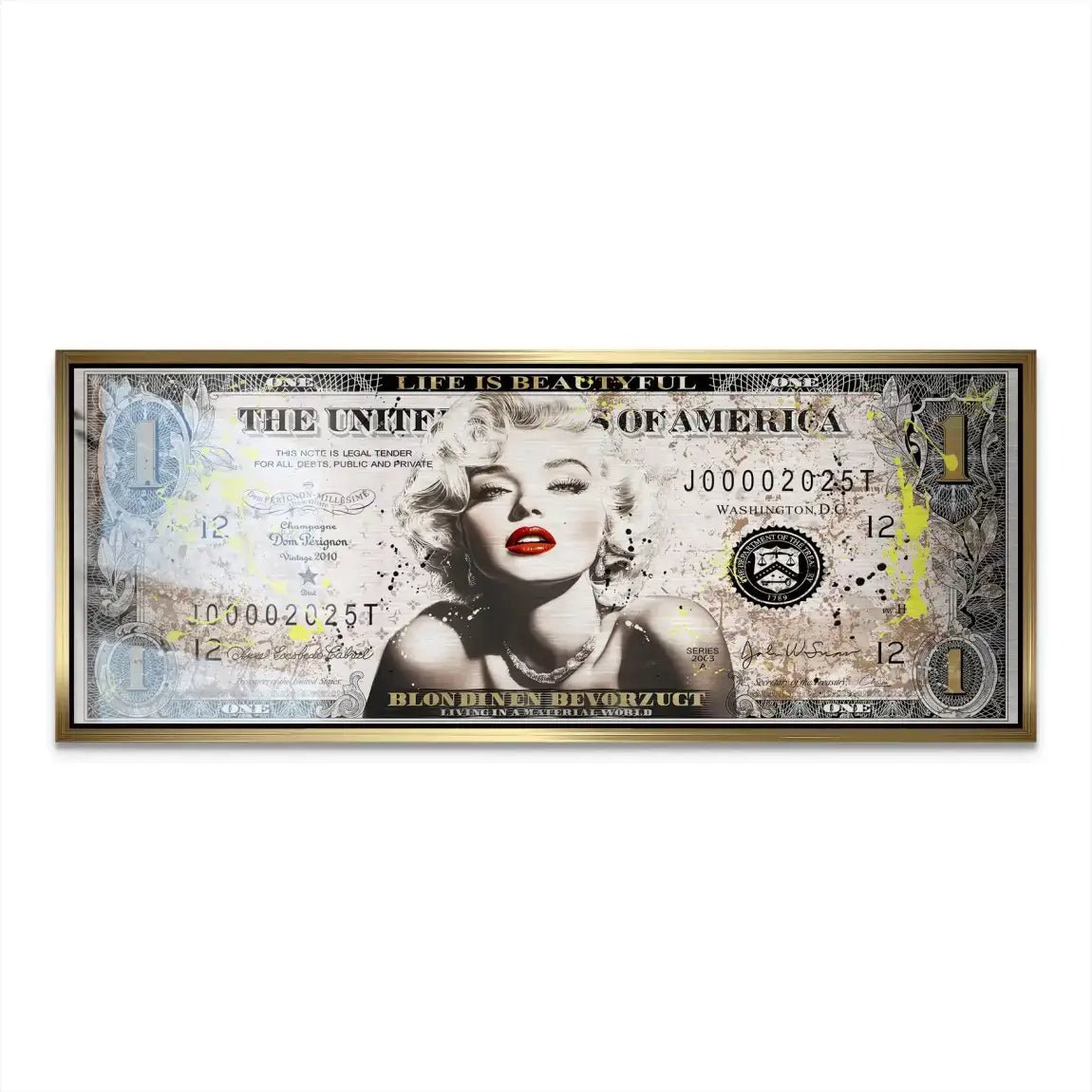 Marilyn Monroe Dollar Alu Dibond Gebürstet INGALERIE