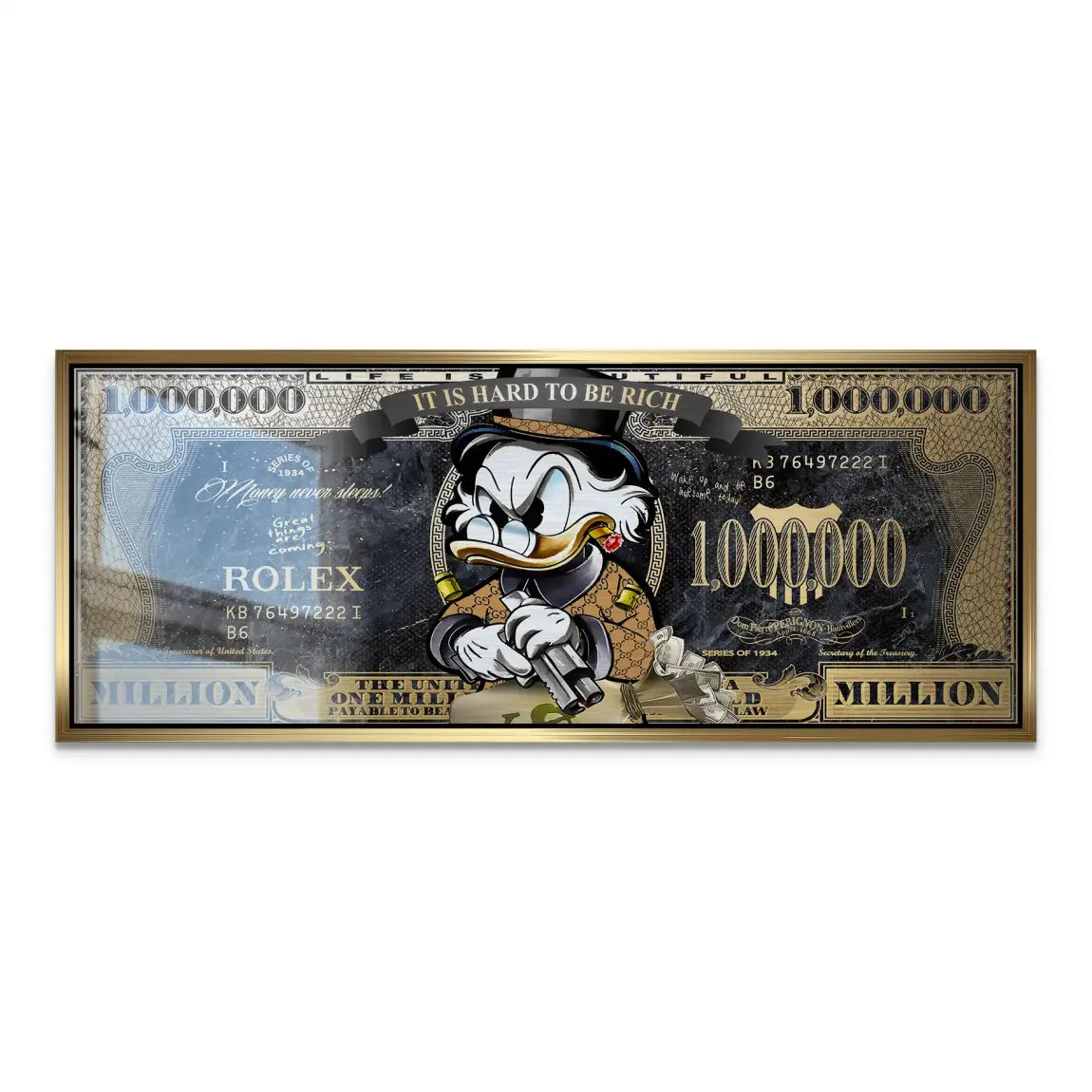 Dogobert Duck Cashed Out Pop Art Dollar Alu Gebürstet INGALERIE