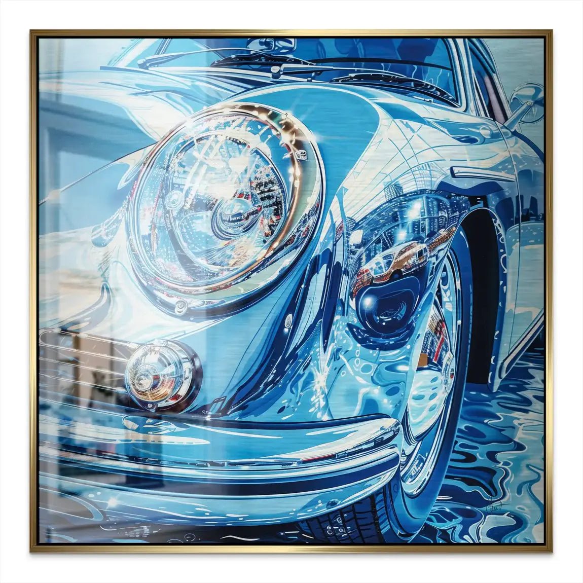 Porsche 356 Abstrakt Blue Nr.2 Alu Gebürstet INGALERIE