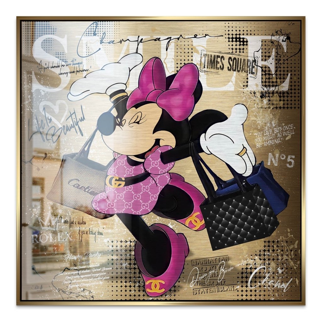 Minnie Smile Gold Pop Art Alu Gebürstet INGALERIE