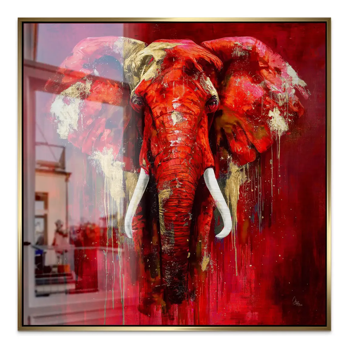 Roter Elefant Aluminiumbild gebürstet