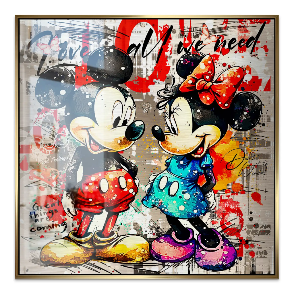 Micky Minnie Love Retro Alu Gebürstet INGALERIE