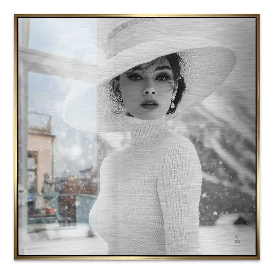 Audrey Hepburn Aspen Portrait Alu Gebürstet Bild