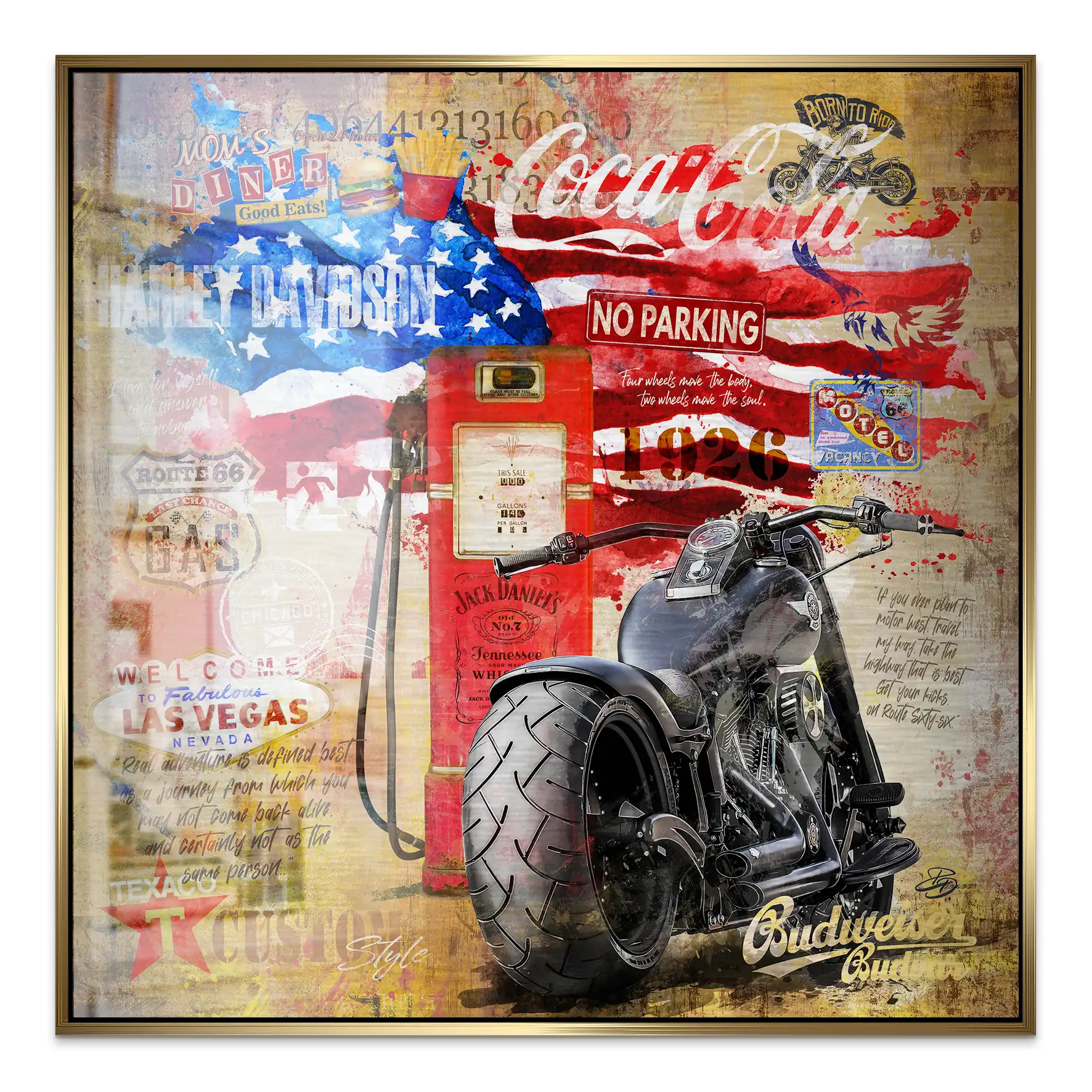 Harley USA Pop Art Alu Gebürstet INGALERIE
