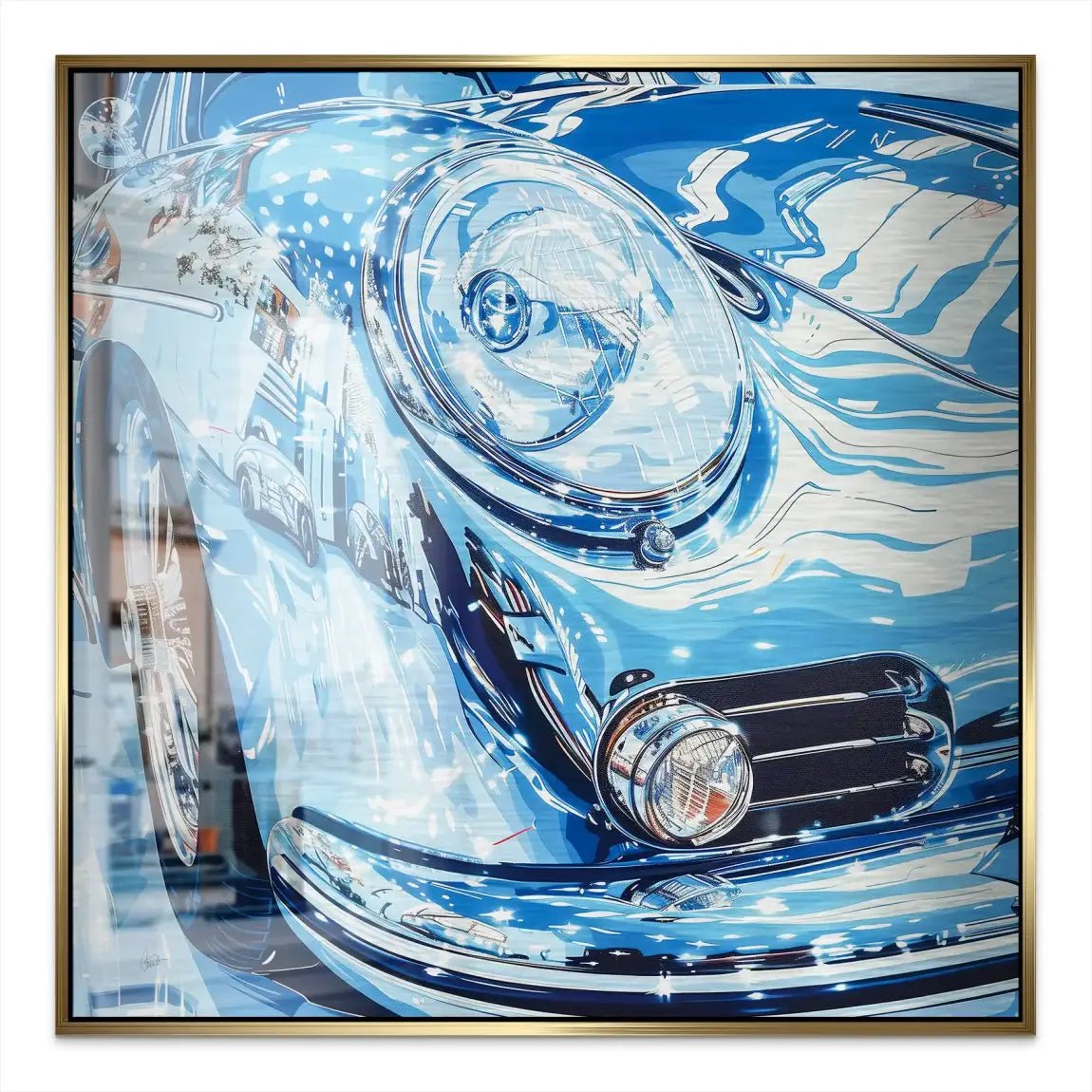 Porsche 356 Abstrakt Blue Alu Gebürstet INGALERIE