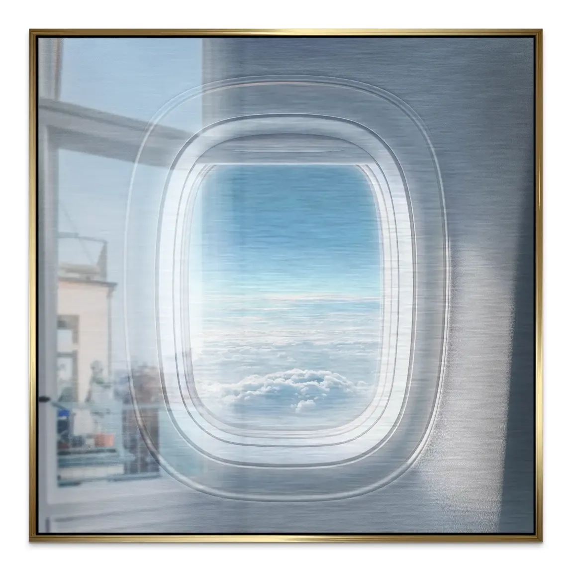 Flugzeugfenster Horizont Aluminiumbild gebürstet