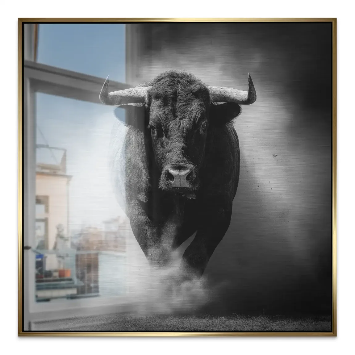 Stier Noir Aluminiumbild gebürstet