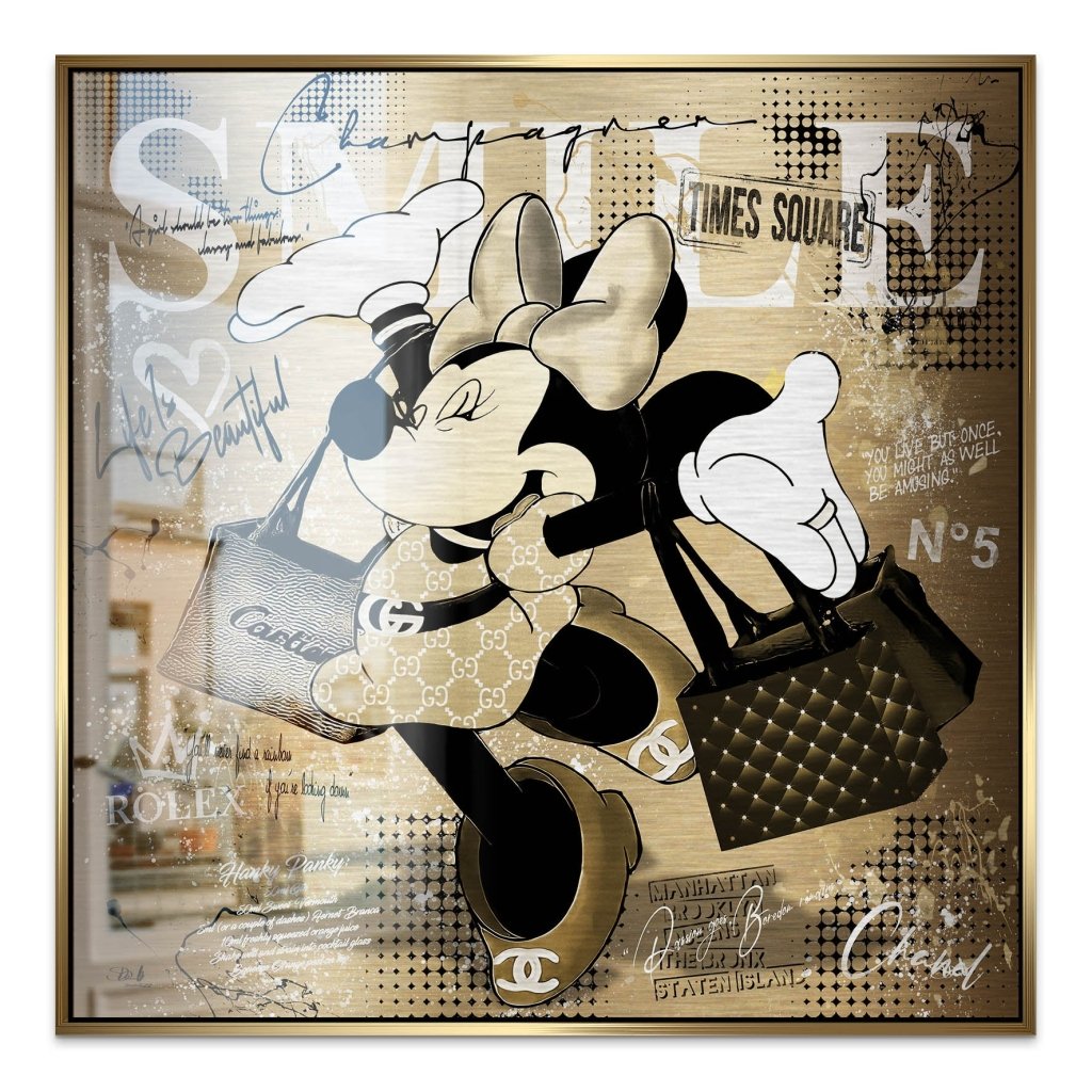 Minnie Smile Gold Pop Art Style Alu Gebürstet INGALERIE