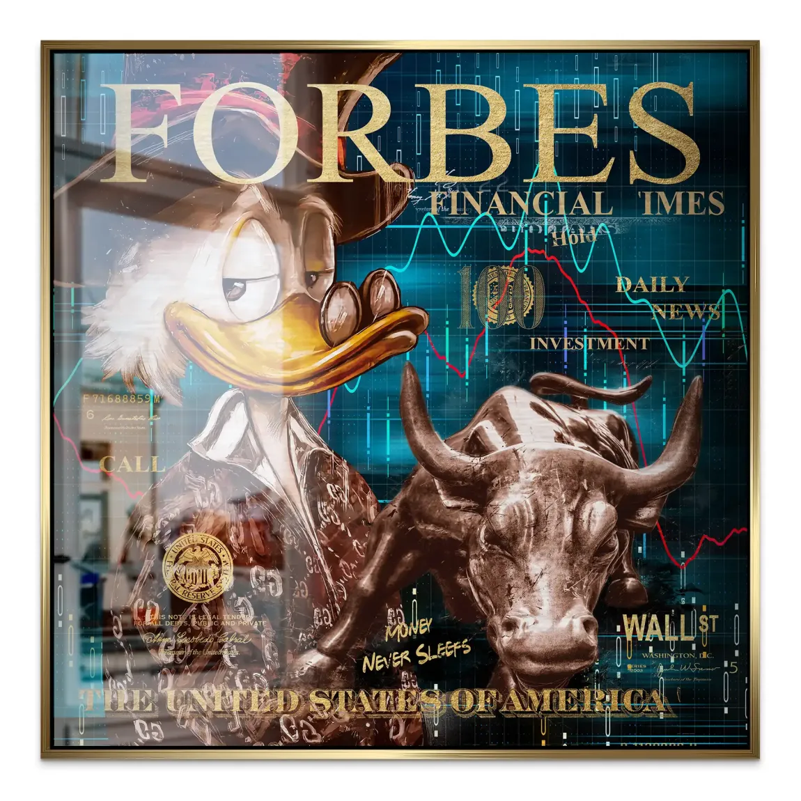 Dagobert Duck Wallstreet Alu Gebürstet Bild