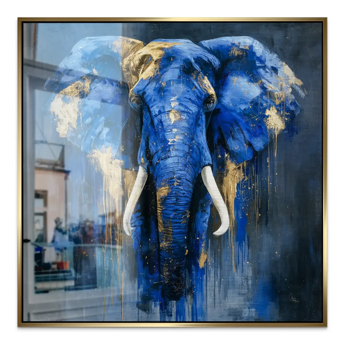 Blauer Elefant Abstrakt Aluminiumbild gebürstet