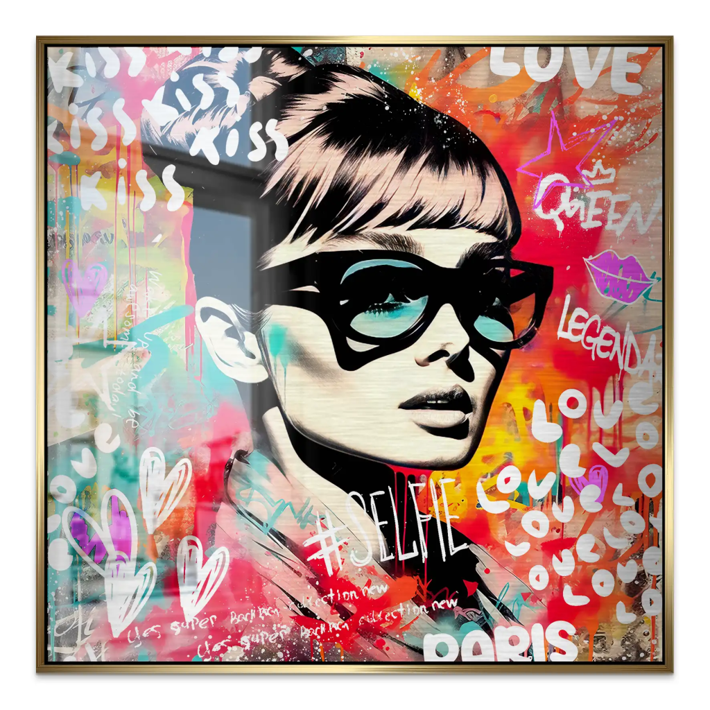 Audrey Hepburn Graffiti Alu Gebürstet Bild INGALERIE