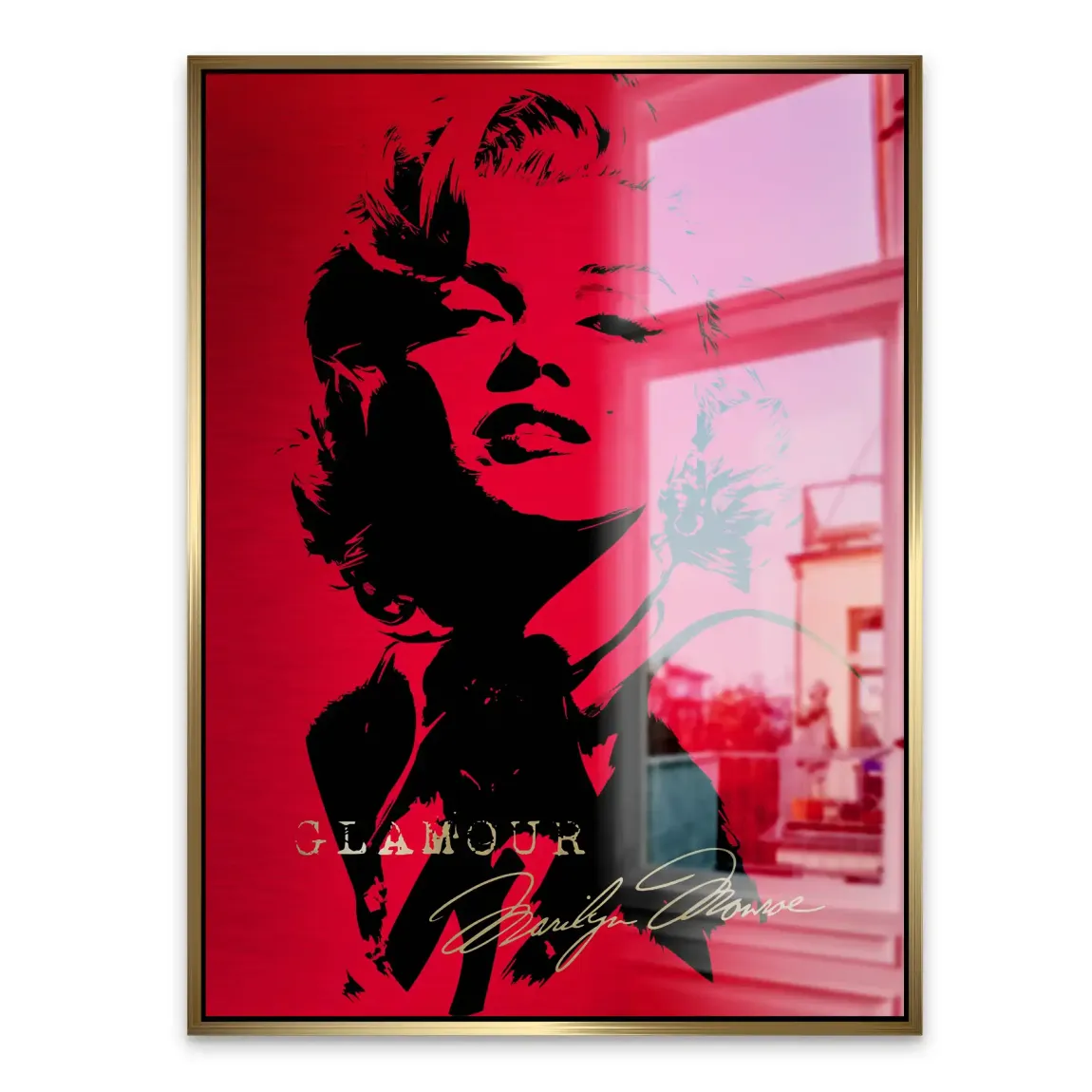 Marilyn Red Glamour Alu Gebürstet Bild
