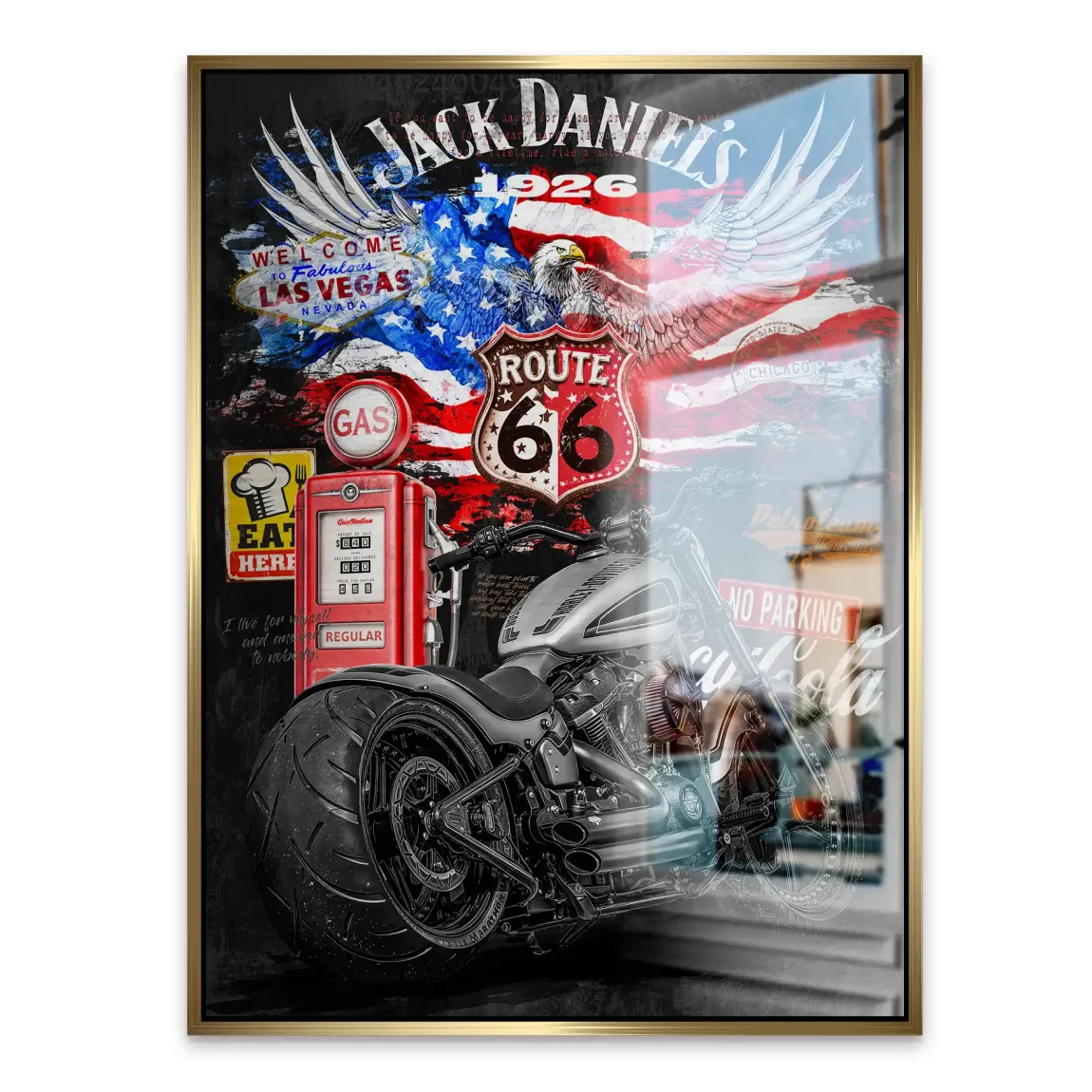 Harley Freedom Pop Art Alu Gebürstet Bild