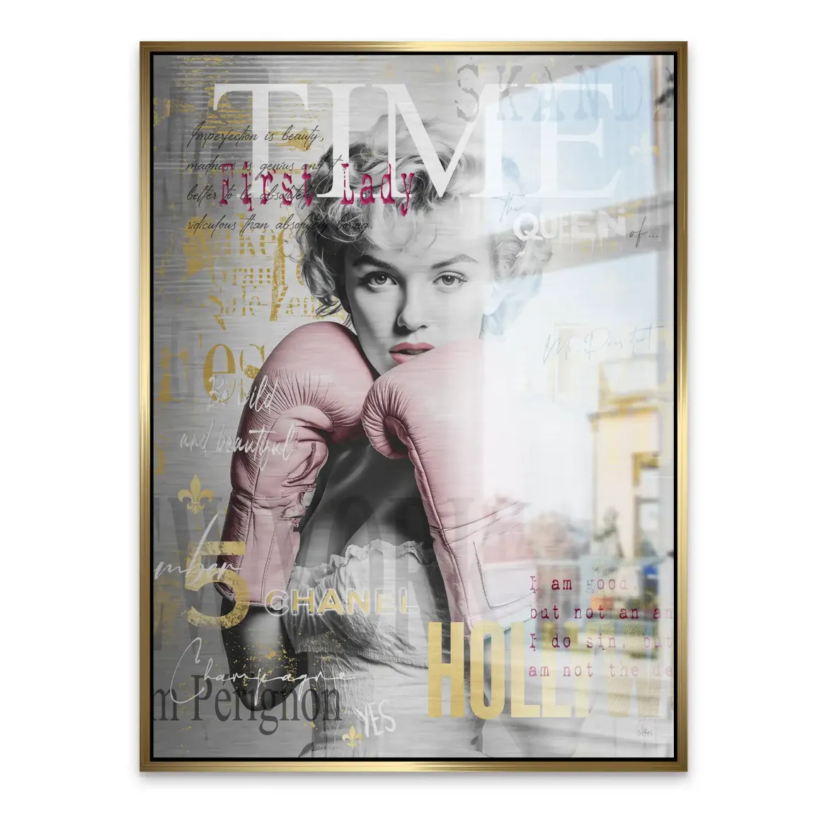 Marilyn Monroe Champ Pop Art Alu Gebürstet Bild