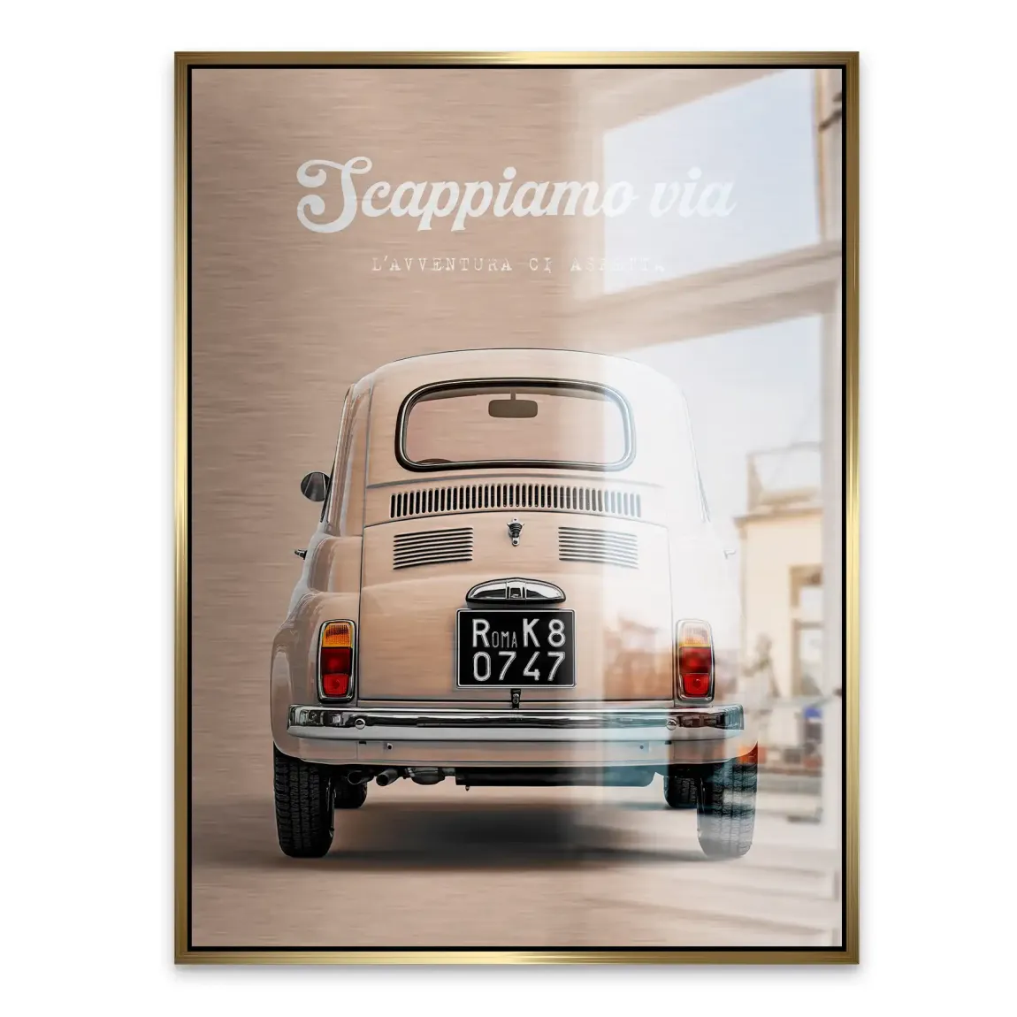 Fiat 500 Crema Aluminiumbild gebürstet