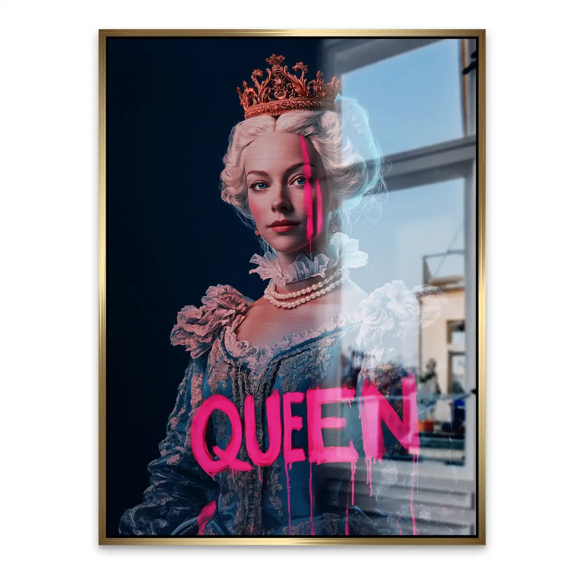 Queen Neon Art Alu Gebürstet Bild