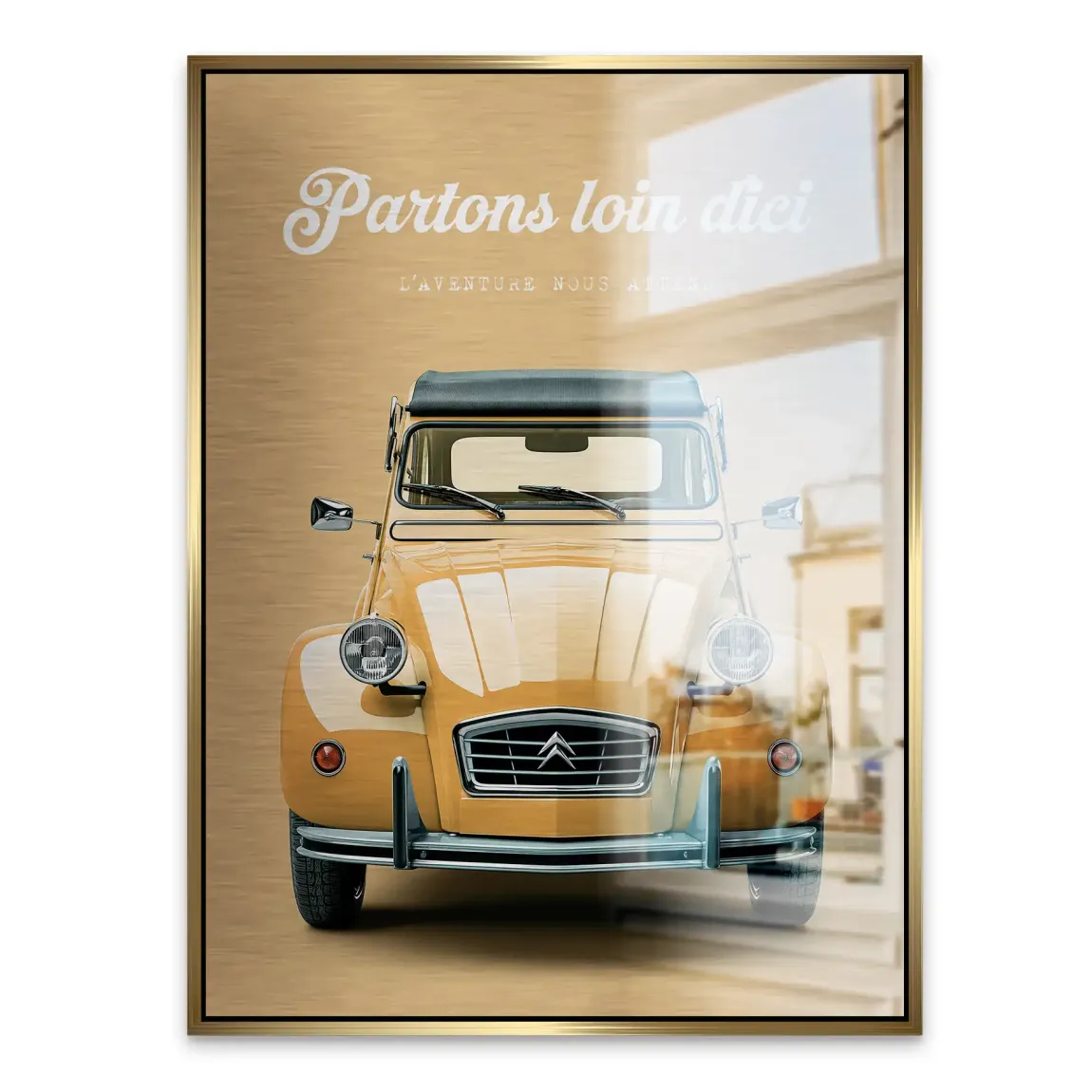 Citroen 2CV Voyage Aluminiumbild gebürstet