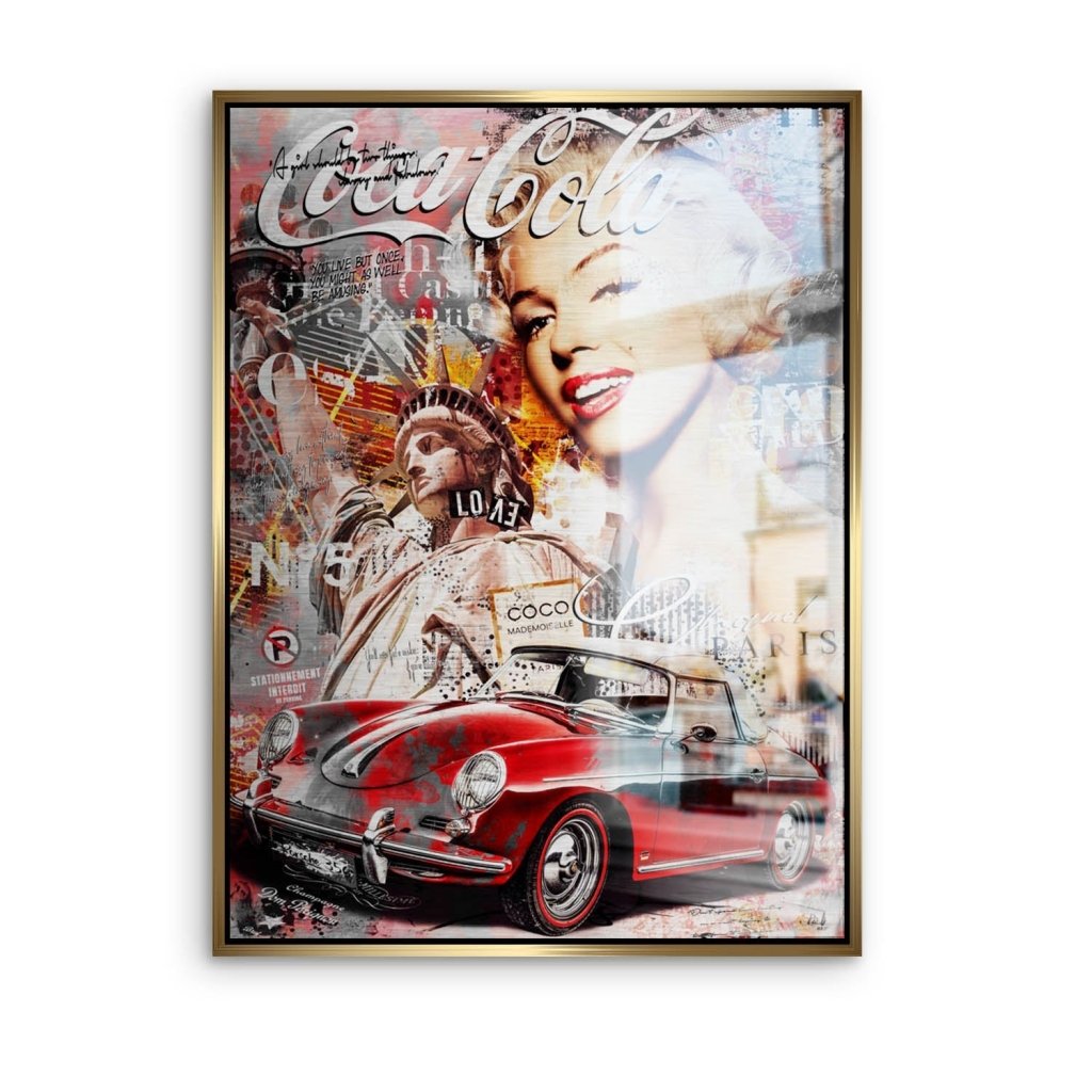 Marilyn Monroe Porsche Pop Art Aludibond Brush Bild INGALERIE