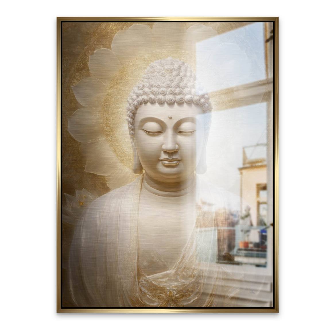 Goldener Buddha Aluminiumbild gebürstet