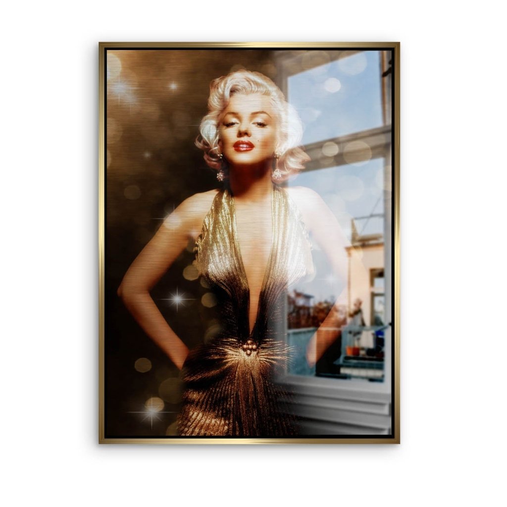 Marilyn Monroe Gold Style Alu Gebürstet Bild INGALERIE