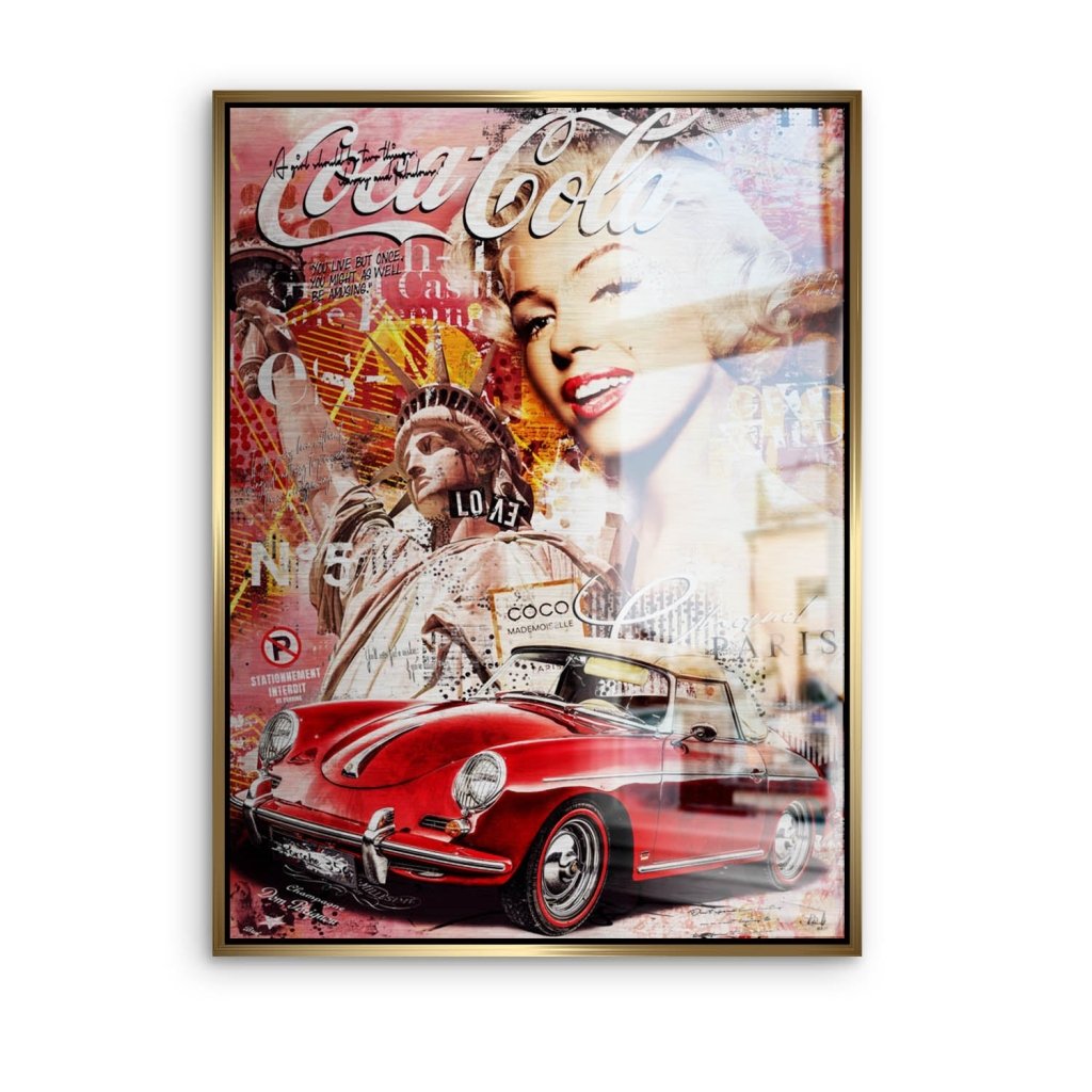 Marilyn Monroe Speedster Pop Art Aludibond Brush Bild INGALERIE