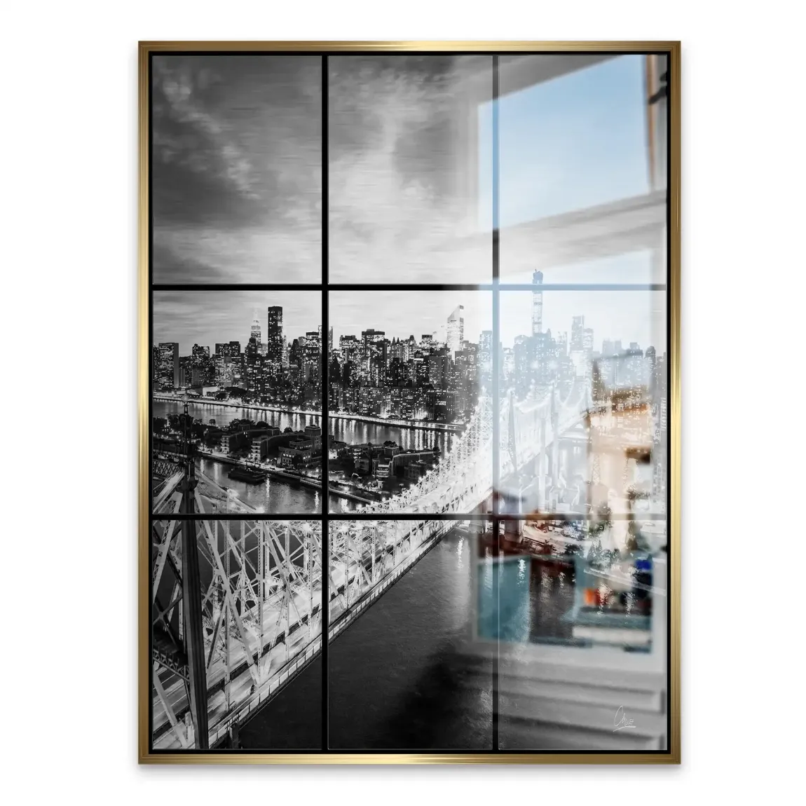 Bridge Lights New York Alu Gebürstet Bild