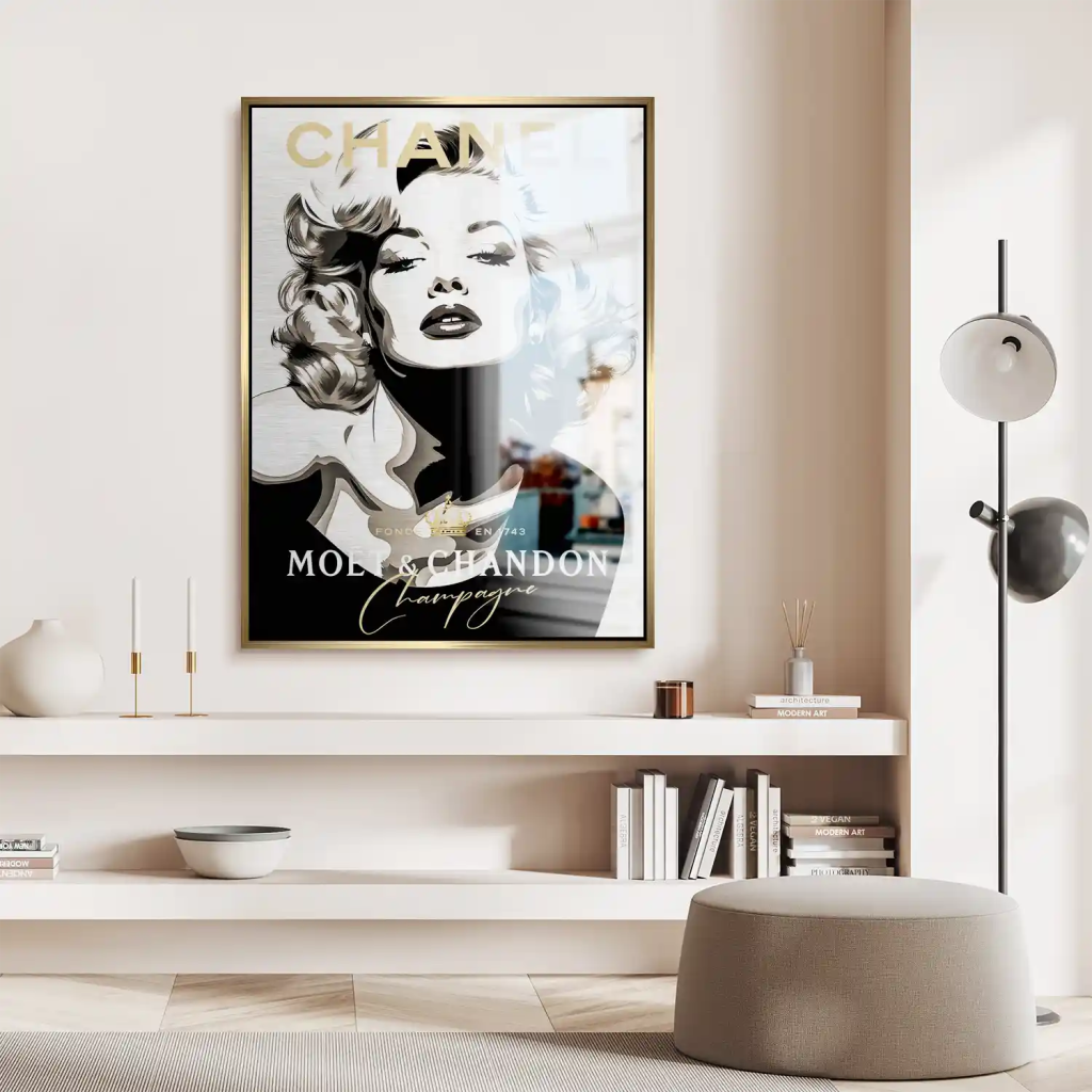 Marilyn Monroe Champagner Pop Art Aludibond Brush Bild INGALERIE