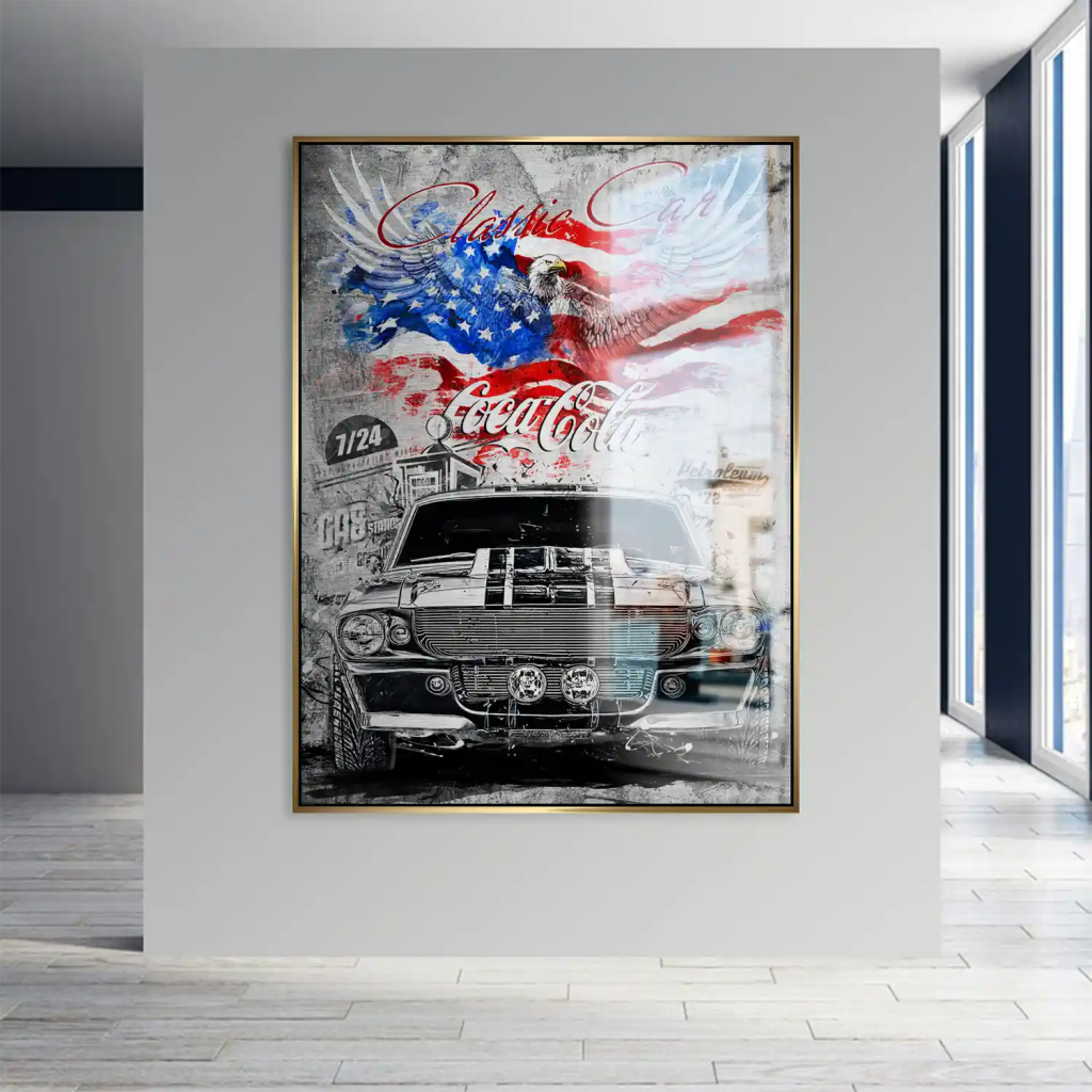 Ford Mustang Pop Art Modern Style Alu Gebürstet INGALERIE