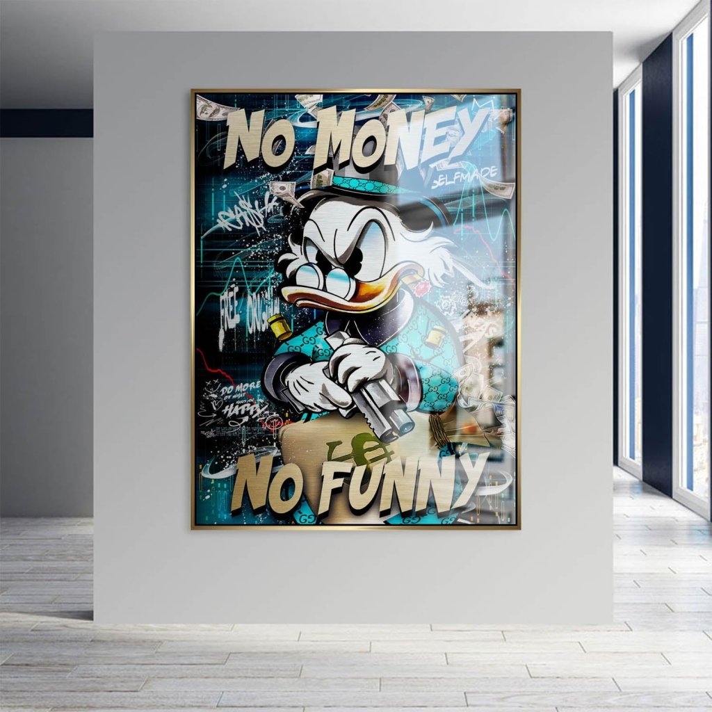 Dagobert Duck No Funny Pop Art Aludibond Brush Bild INGALERIE
