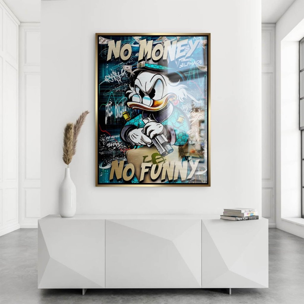 Dagobert Duck No Funny Pop Art Aludibond Brush Bild INGALERIE
