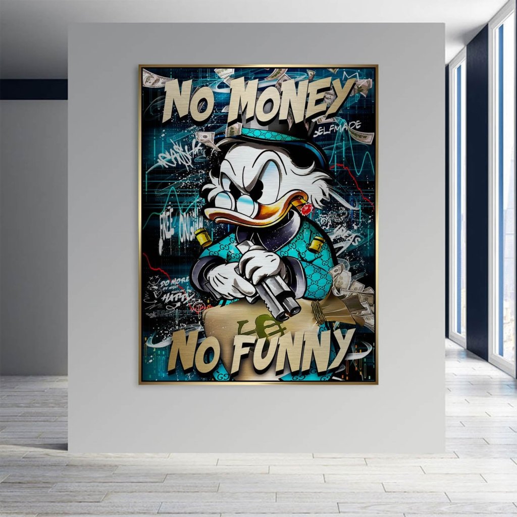 Dagobert Duck No Funny Pop Art Aludibond Brush Bild INGALERIE