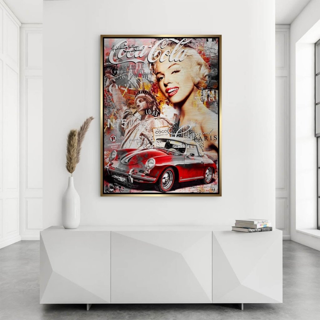 Marilyn Monroe Porsche Pop Art Aludibond Brush Bild INGALERIE