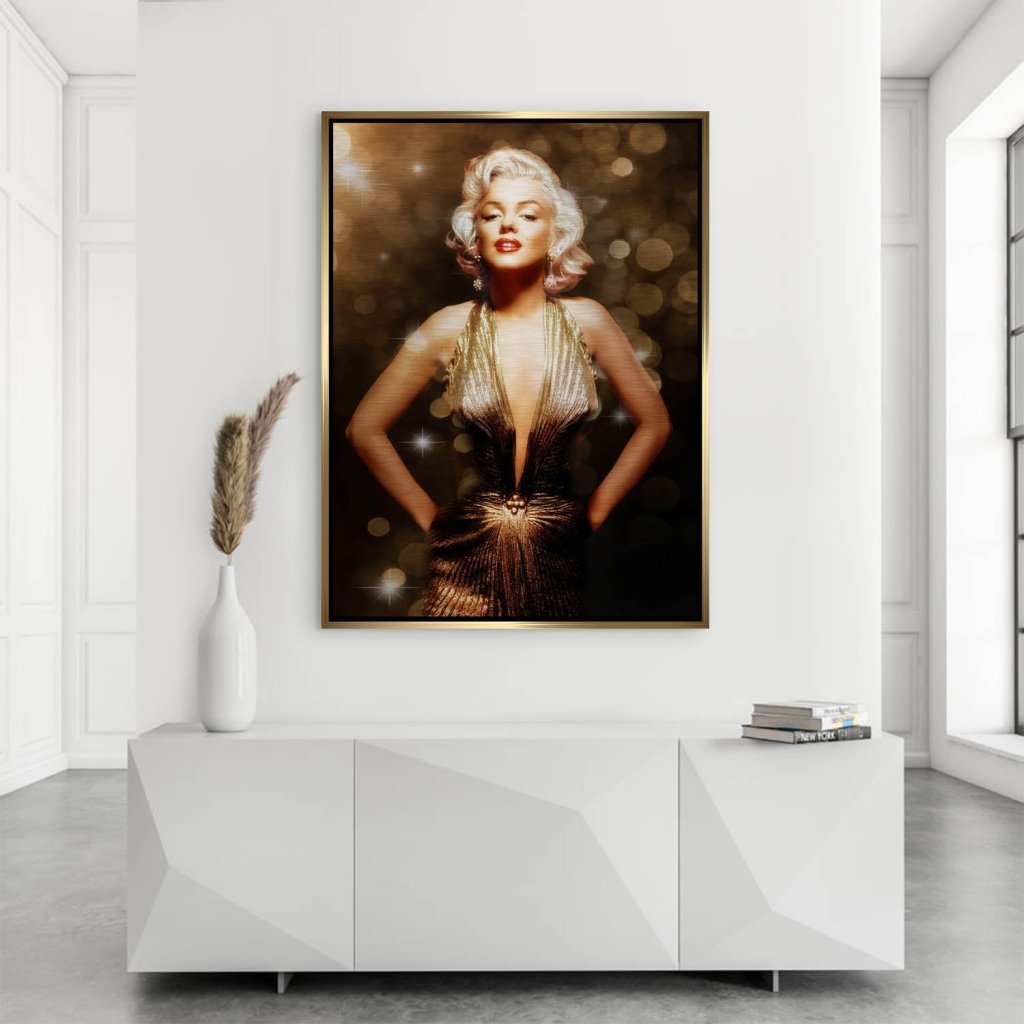 Marilyn Monroe Gold Style Alu Gebürstet Bild INGALERIE