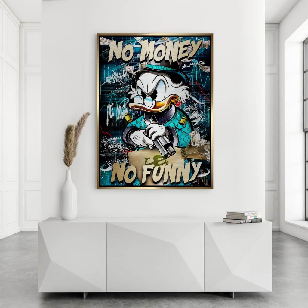 Dagobert Duck No Funny Pop Art Aludibond Brush Bild INGALERIE