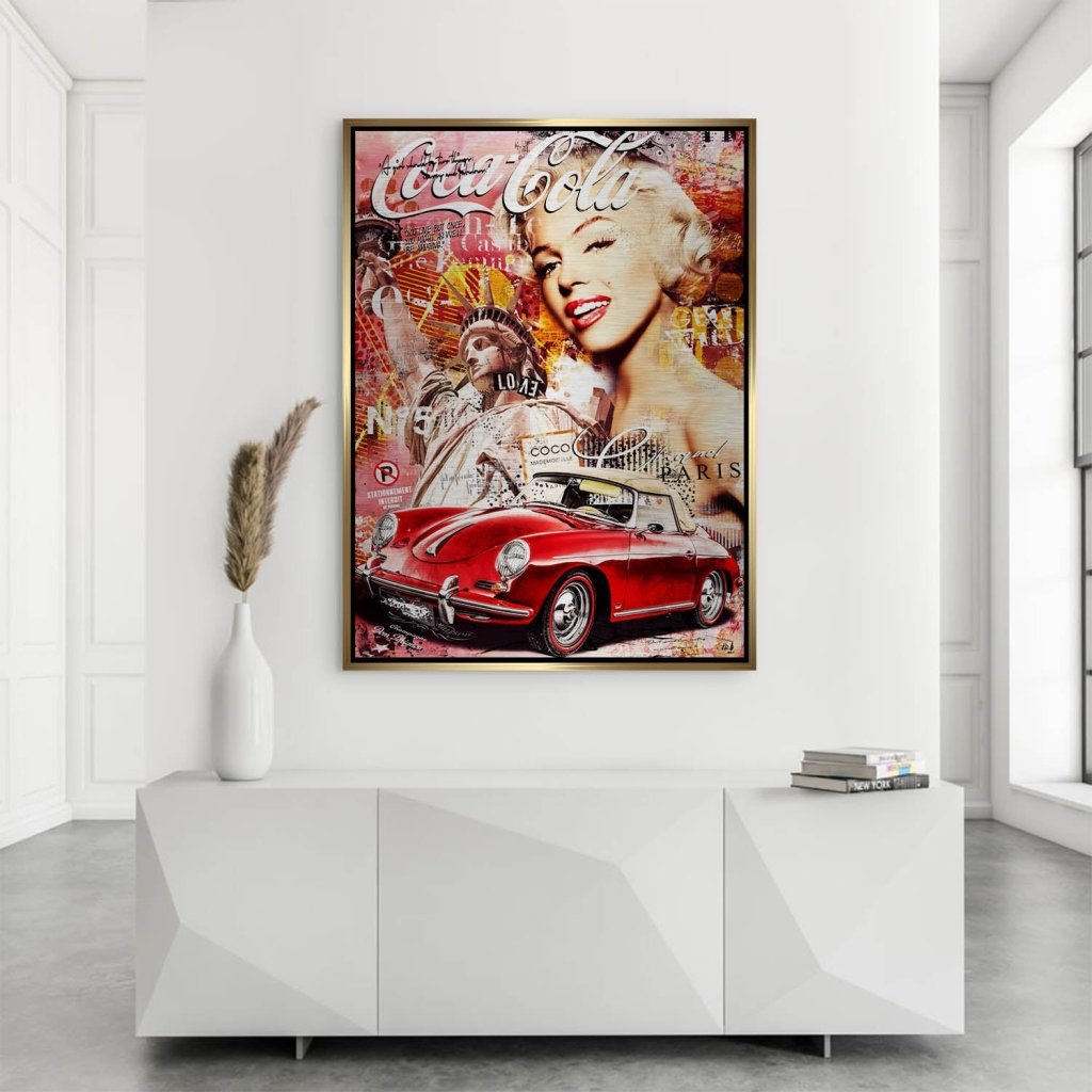 Marilyn Monroe Speedster Pop Art Aludibond Brush Bild INGALERIE