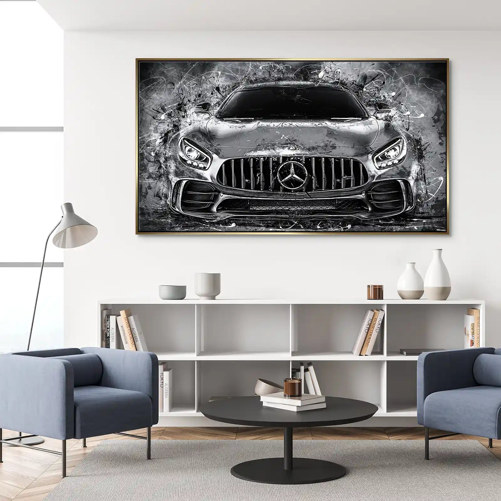 Mercedes AMG GT Silver Style Leinwand Bild INGALERIE