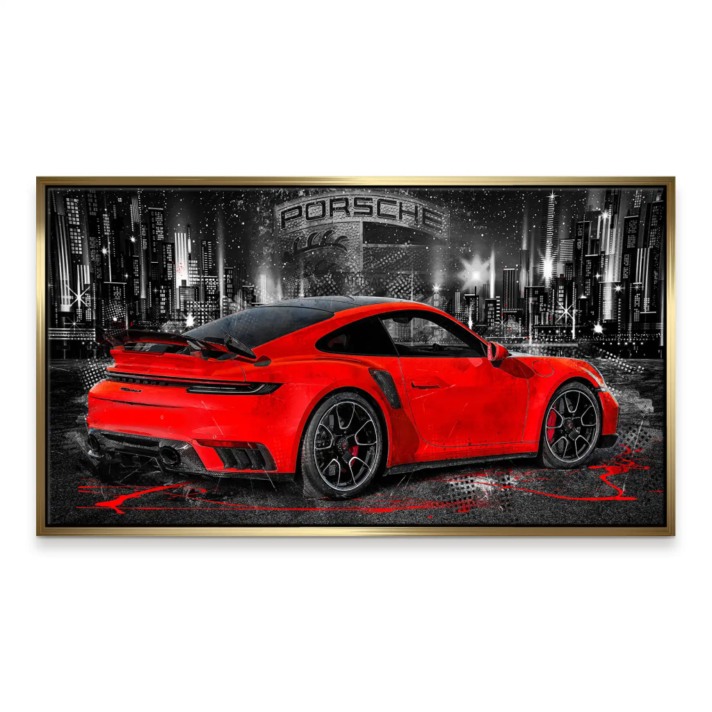 Porsche 911 Turbo Abstrakt Rot Leinwand Bild INGALERIE