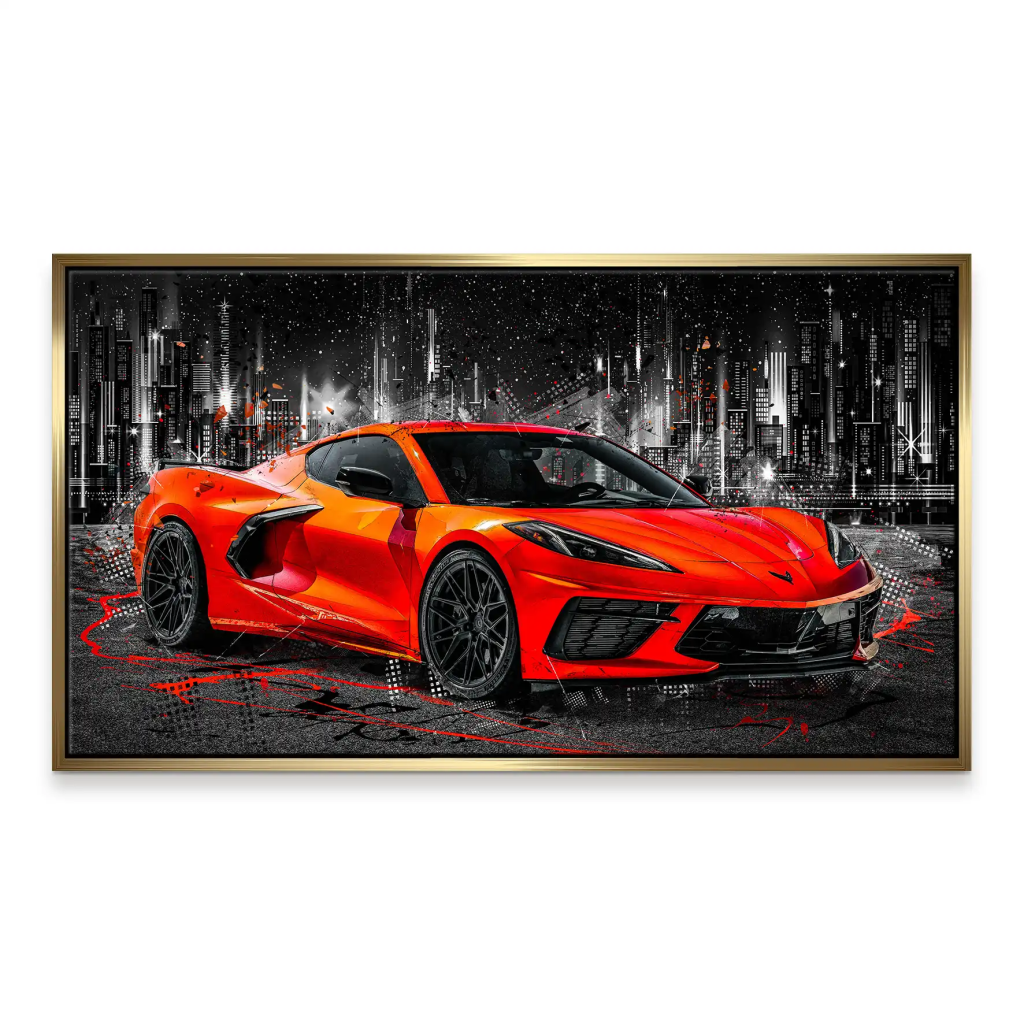 Corvette C8 Abstrakt Rot Leinwand Bild INGALERIE