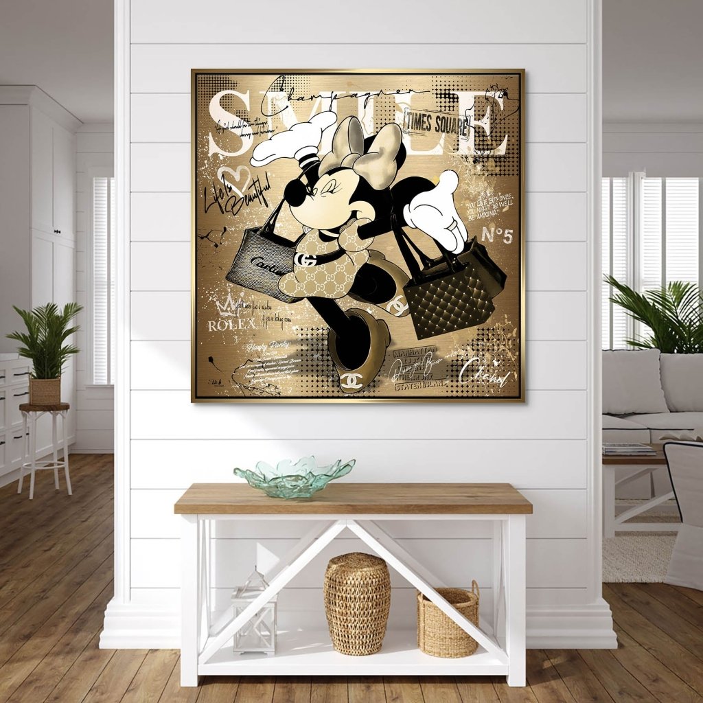 Minnie Smile Gold Pop Art Style Leinwand Bild INGALERIE