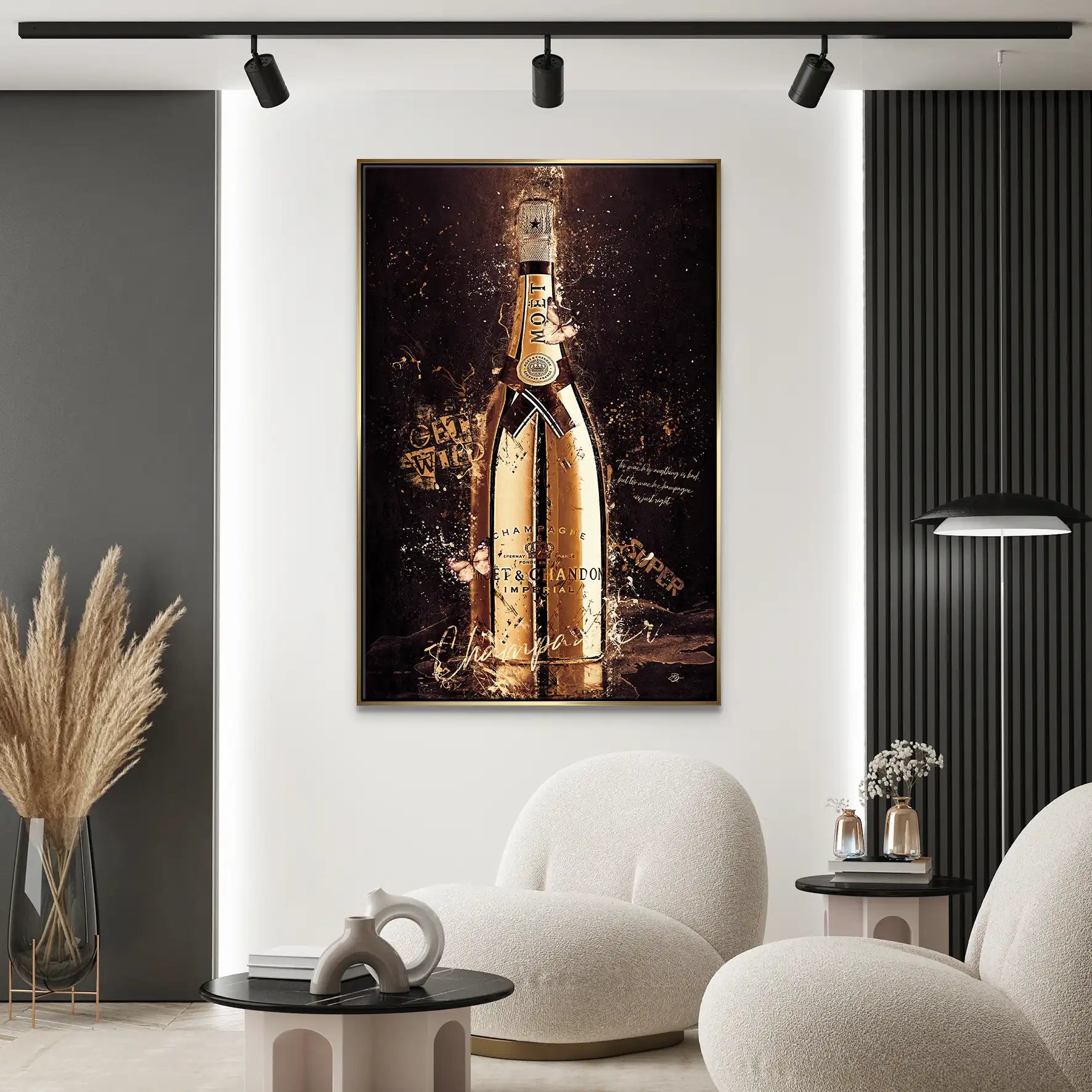 Champagner Retro Style Leinwand Bild INGALERIE