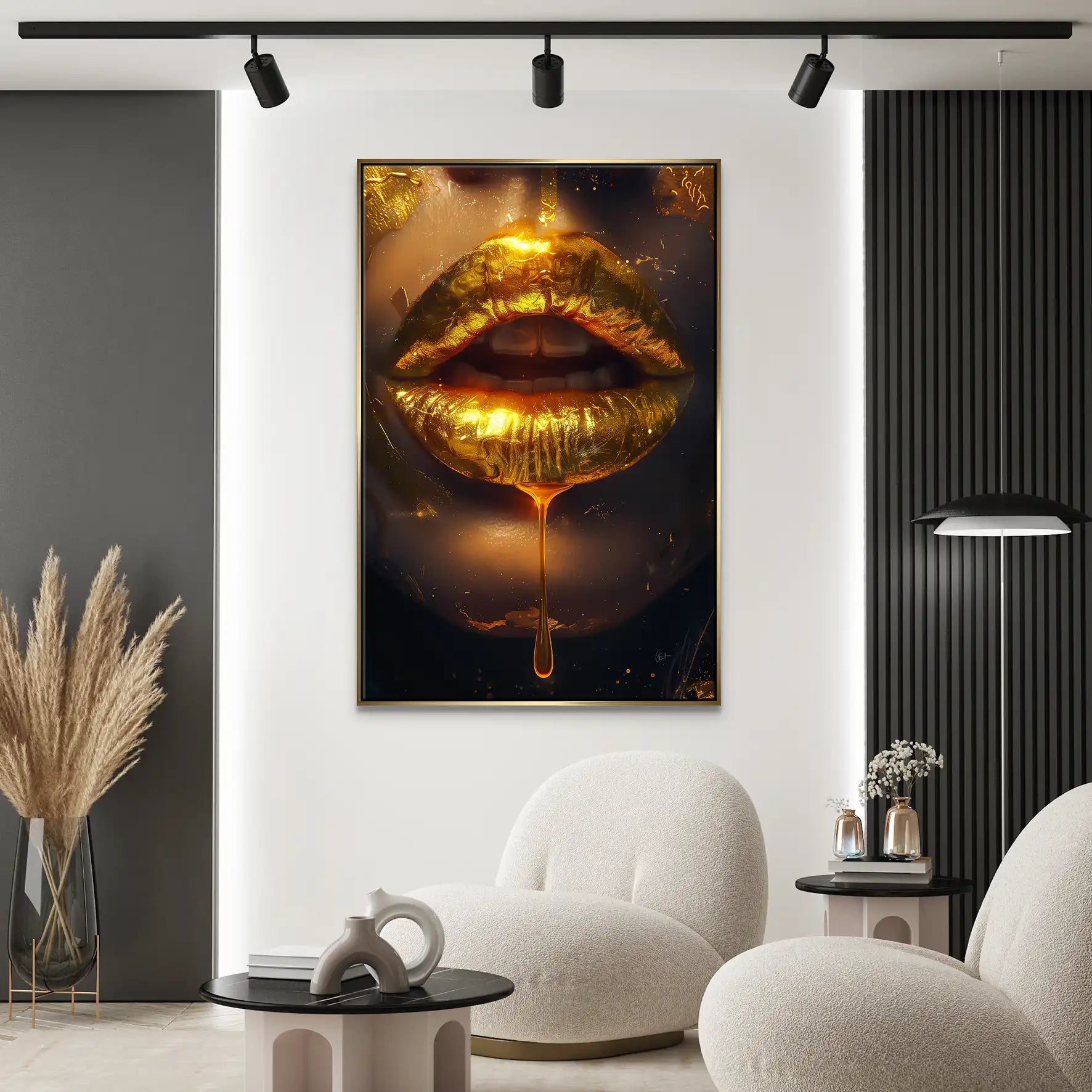 Sweet Gold Lips Leinwand Bild INGALERIE