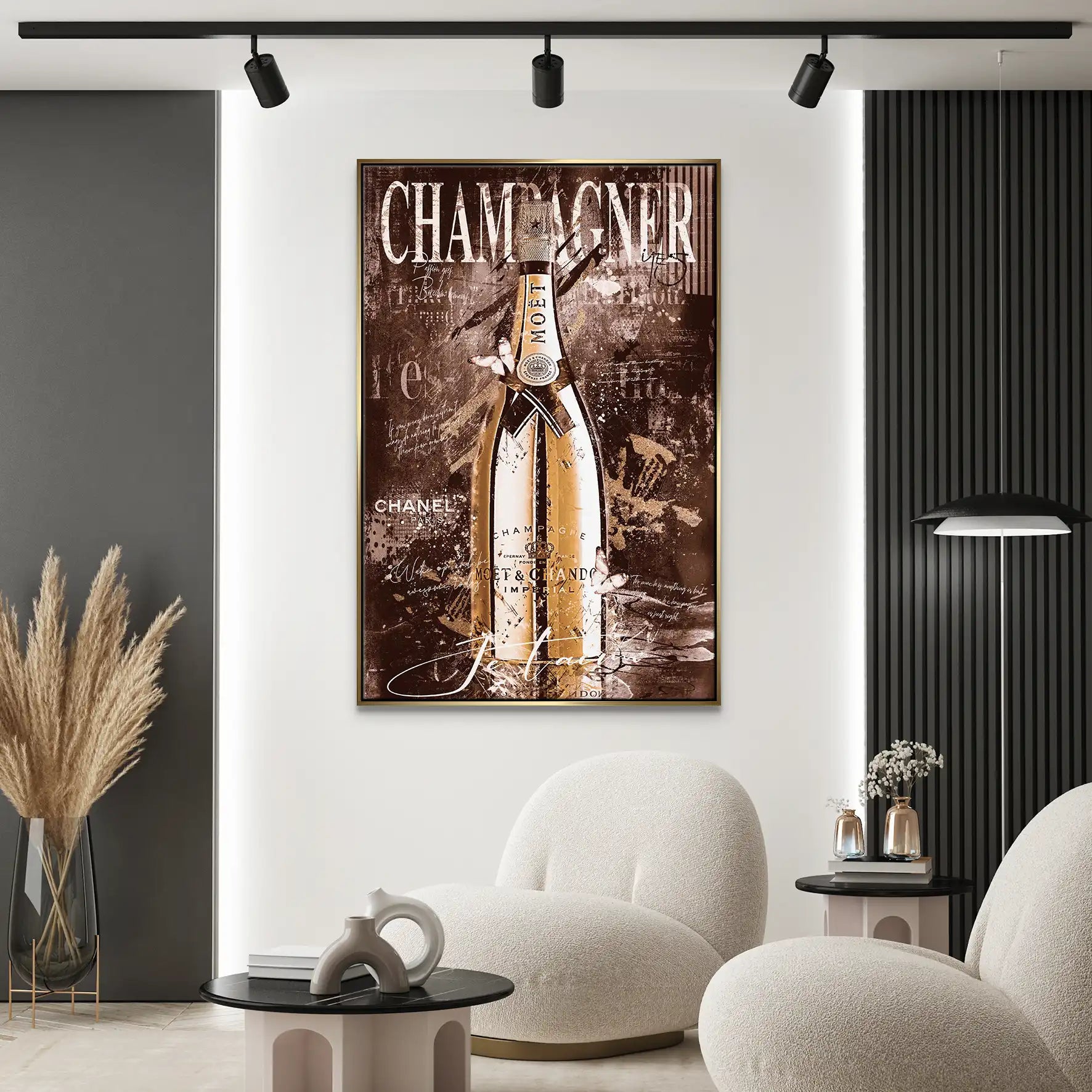 Champagner Je Taime Retro Leinwand Bild INGALERIE