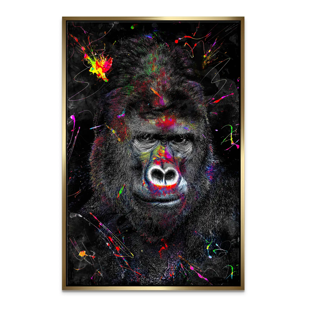 Gorilla Abstrakt Color Style Leinwand Bild INGALERIE